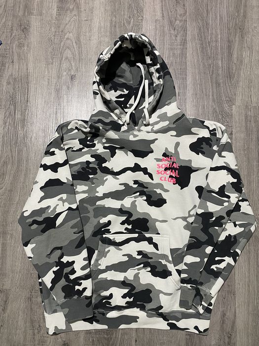 Anti social social discount club grey camo hoodie