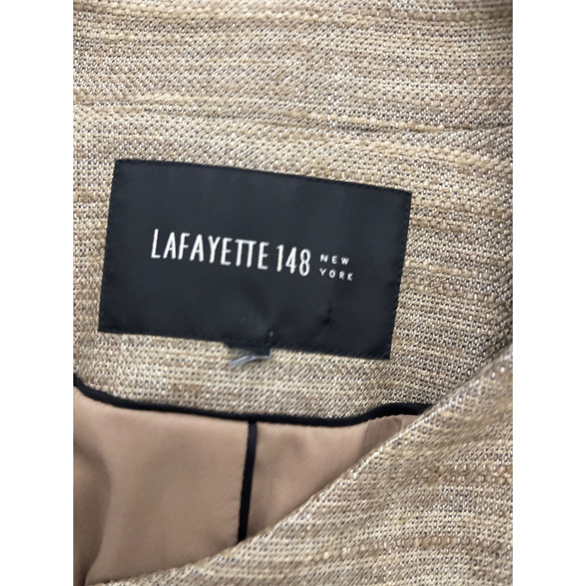 Lafayette 148 Lafayette 148 Tan Linen Blend Asymmetric Neckline Blazer 10 Size L / US 10 / IT 46 - 7 Thumbnail