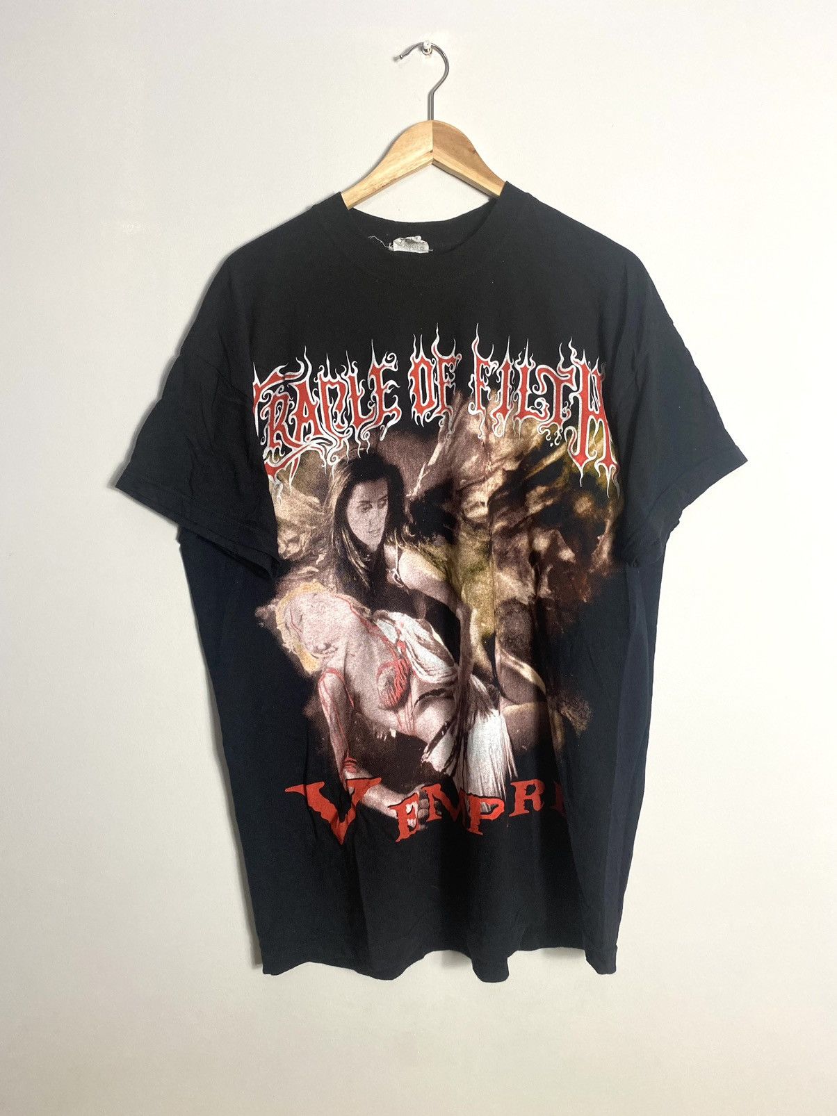 Image of 1996 Cradle Of Filth Vempire Metal Band Tshirt Vintage Rare in Black, Men's (Size XL)