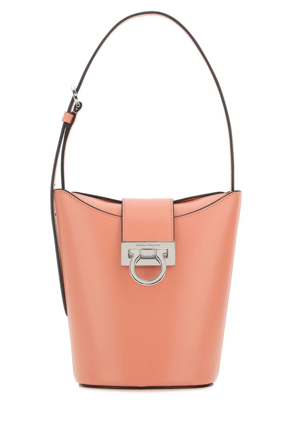 Pastel Light Blue Leather Bucket Bag