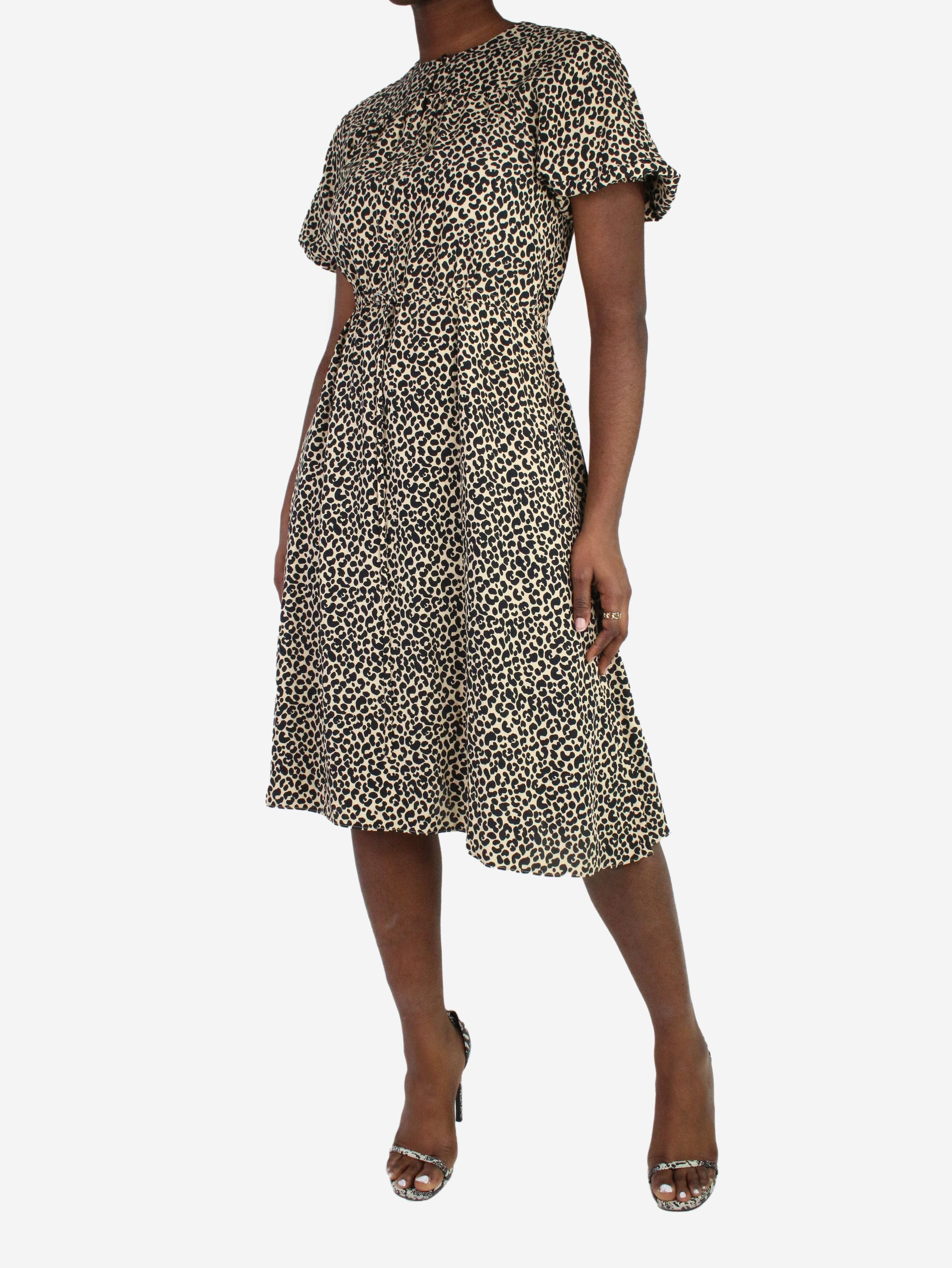 Animal print short-sleeved leopard print dress - size FR 36