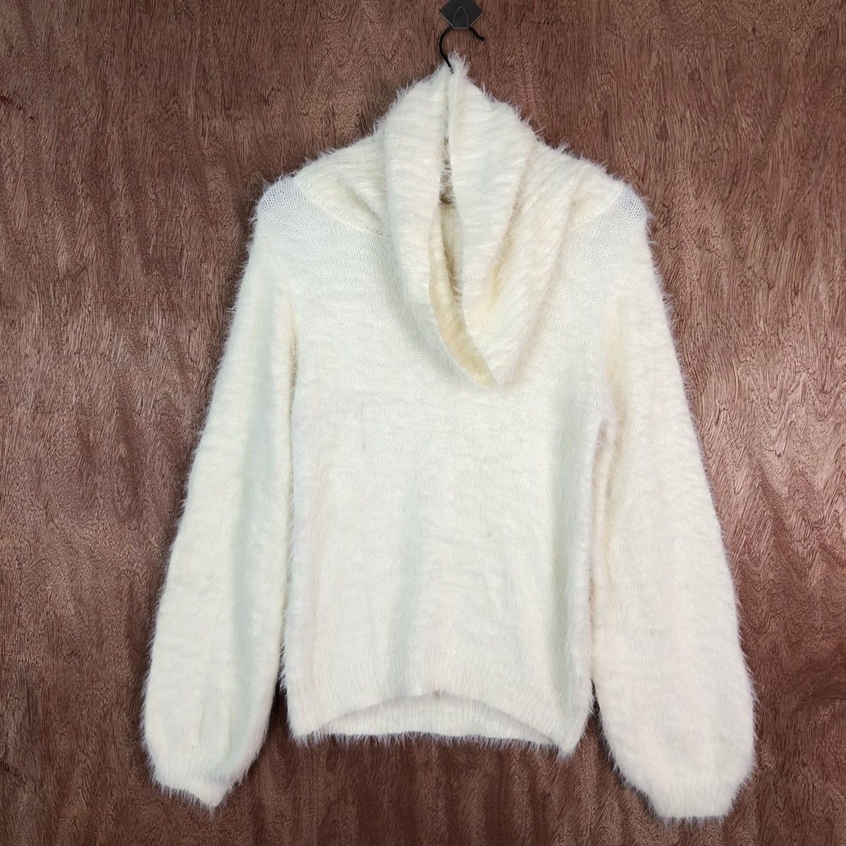 Homespun Knitwear DLL Rag Out Cream fur shag shaggy Mohair Knitwear #c417 Size L / US 10 / IT 46 - 3 Thumbnail