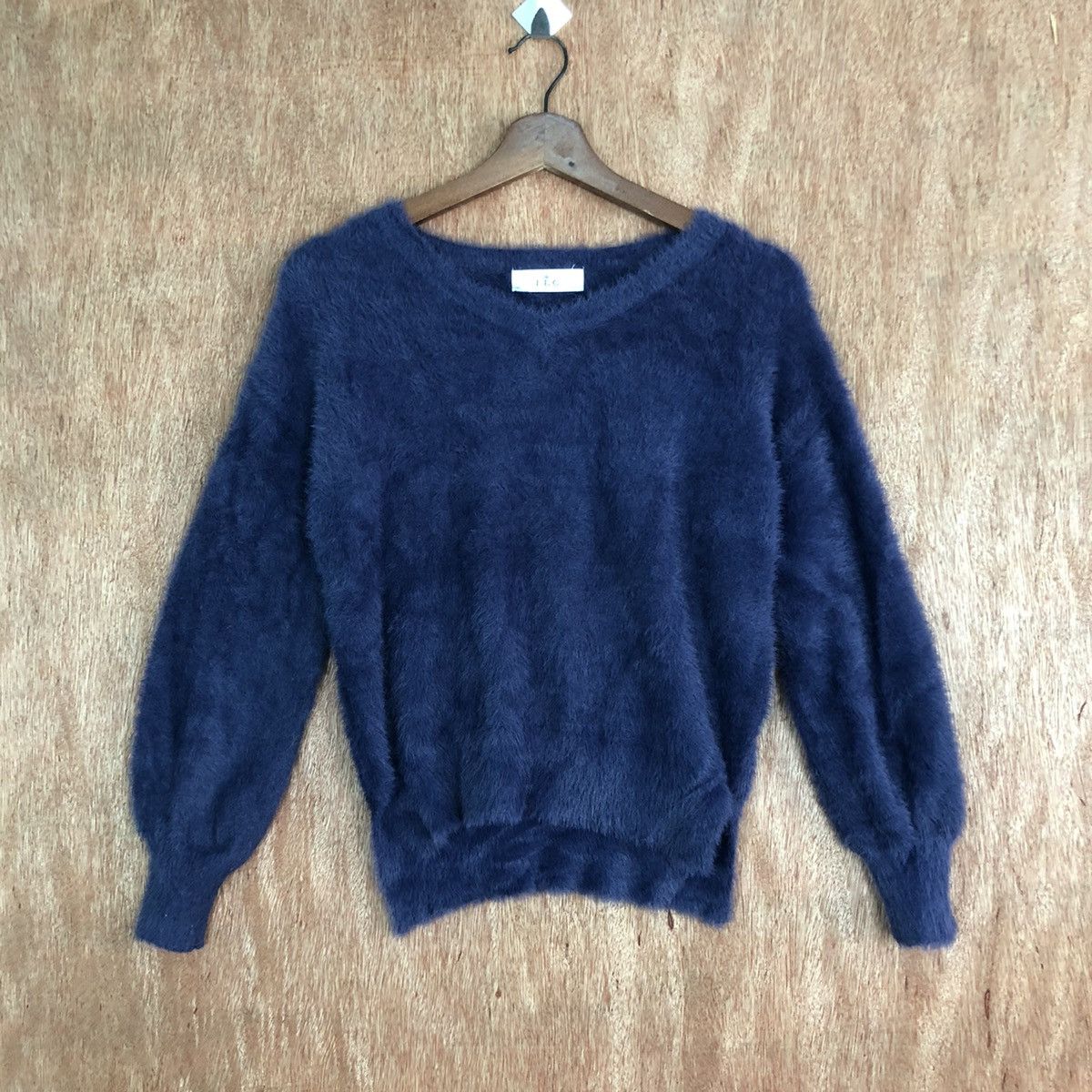 Homespun Knitwear ILC Dark Blue Mohair Shag Shaggy Knitwear #c388 Size S / US 4 / IT 40 - 1 Thumbnail