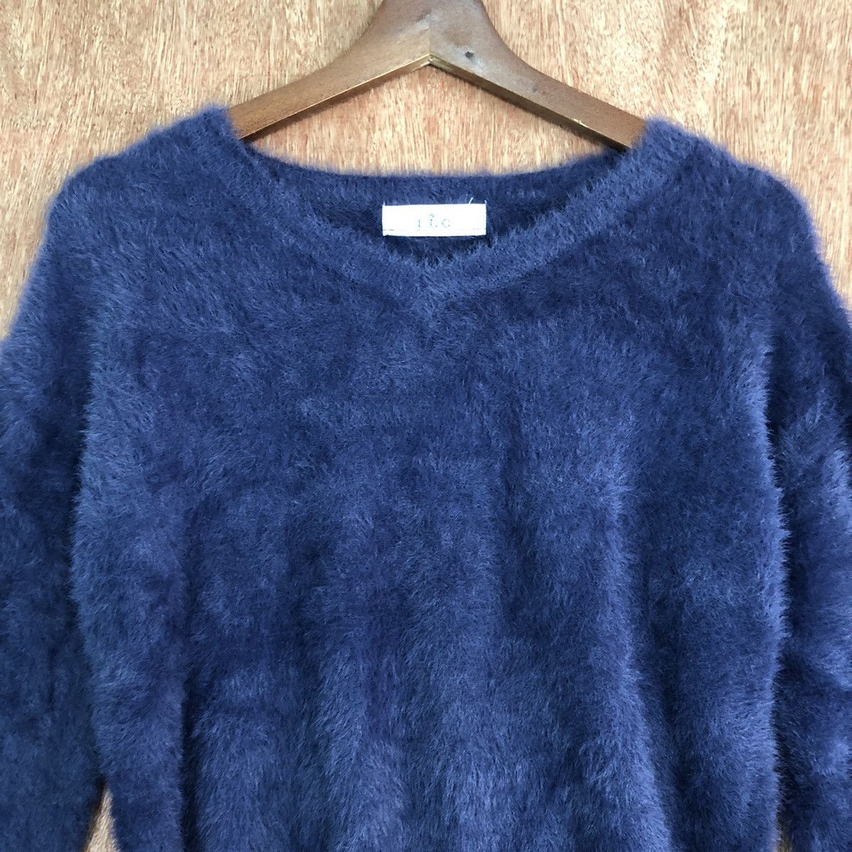 Homespun Knitwear ILC Dark Blue Mohair Shag Shaggy Knitwear #c388 Size S / US 4 / IT 40 - 8 Thumbnail