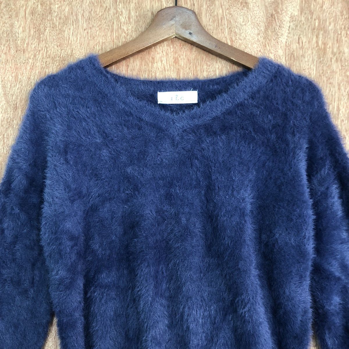 Homespun Knitwear ILC Dark Blue Mohair Shag Shaggy Knitwear #c388 Size S / US 4 / IT 40 - 2 Thumbnail