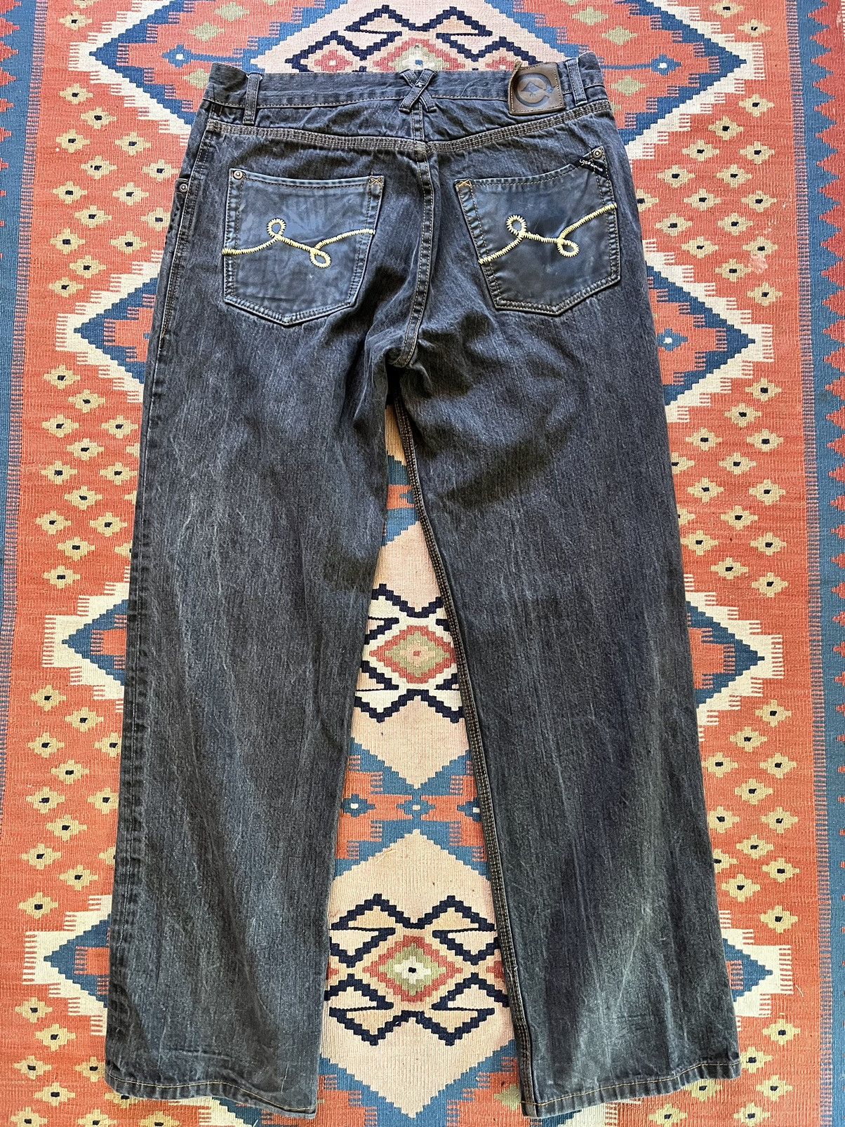 Japanese Brand Vintage LRG baggy washed black denim hells victim Y2K Size US 34 / EU 50 - 2 Thumbnail