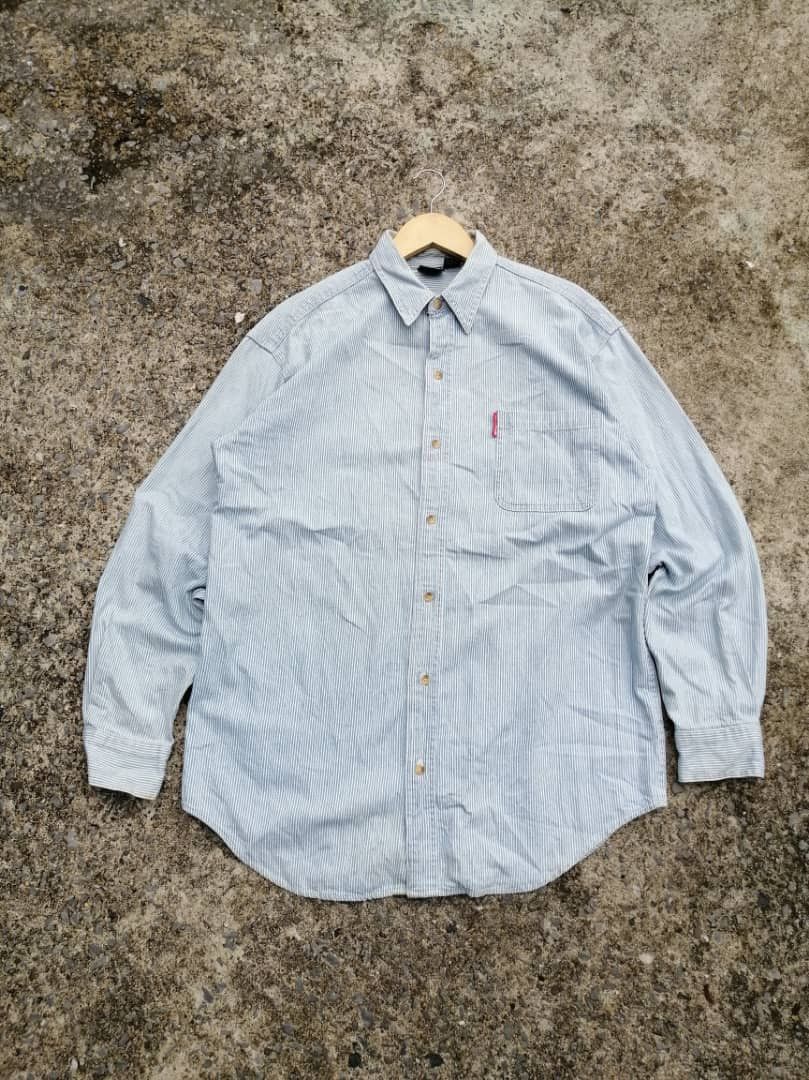 Cartoon Network × Vintage × Warner Bros Vintage 90s Looney Tunes Hickory Stripe Button Shirt Size US L / EU 52-54 / 3 - 4 Thumbnail