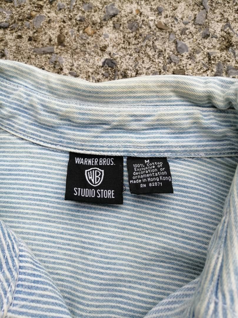Cartoon Network × Vintage × Warner Bros Vintage 90s Looney Tunes Hickory Stripe Button Shirt Size US L / EU 52-54 / 3 - 9 Thumbnail