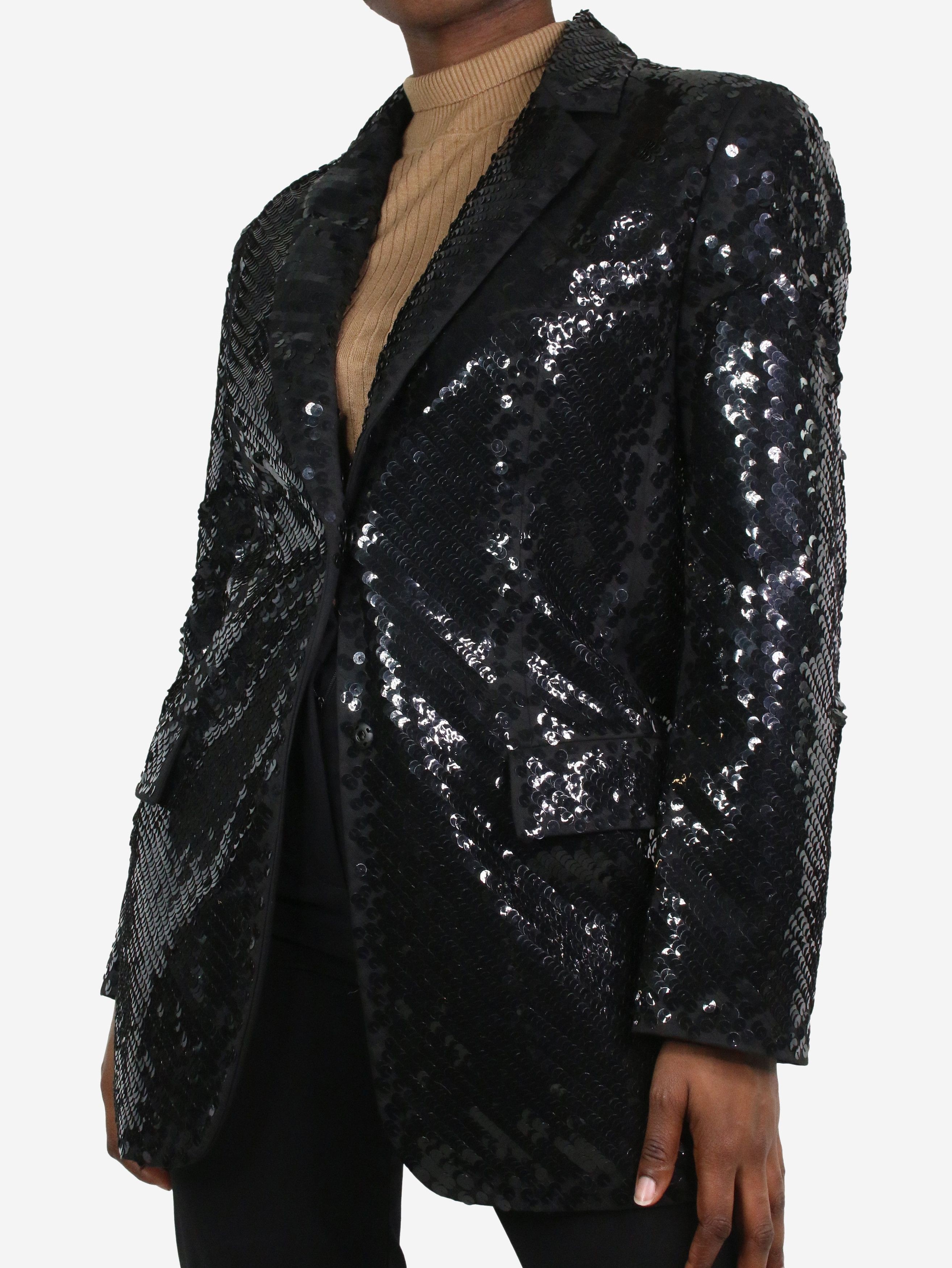 Black sequin blazer - size UK 10