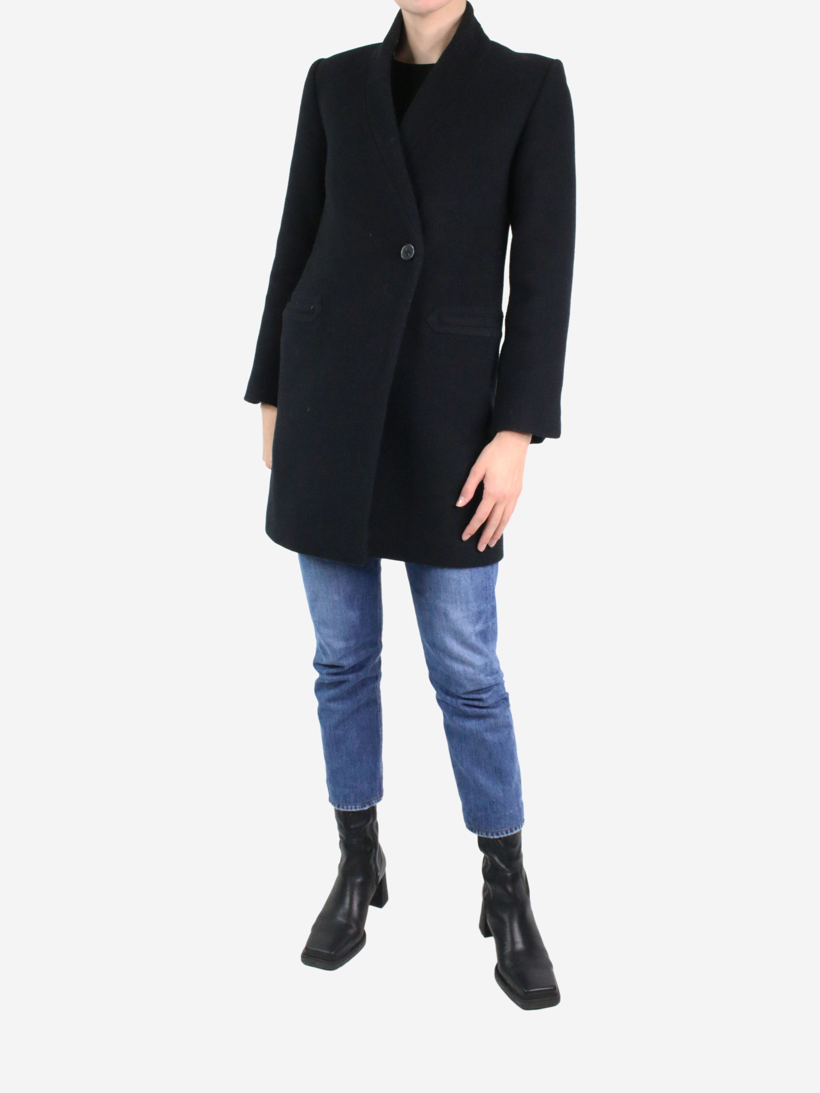 Black wool-blend coat - size XS