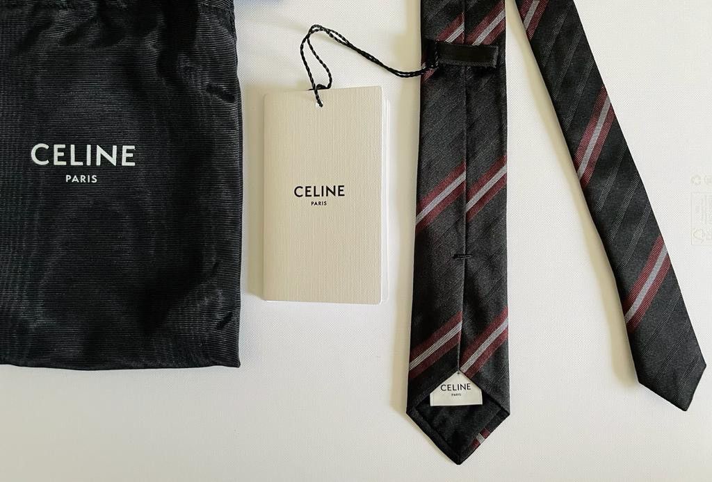 Celine × Hedi Slimane * RARE * STRIPED TIE SLIM SILK RUNWAY ICONIC HEDI Size ONE SIZE - 6 Thumbnail