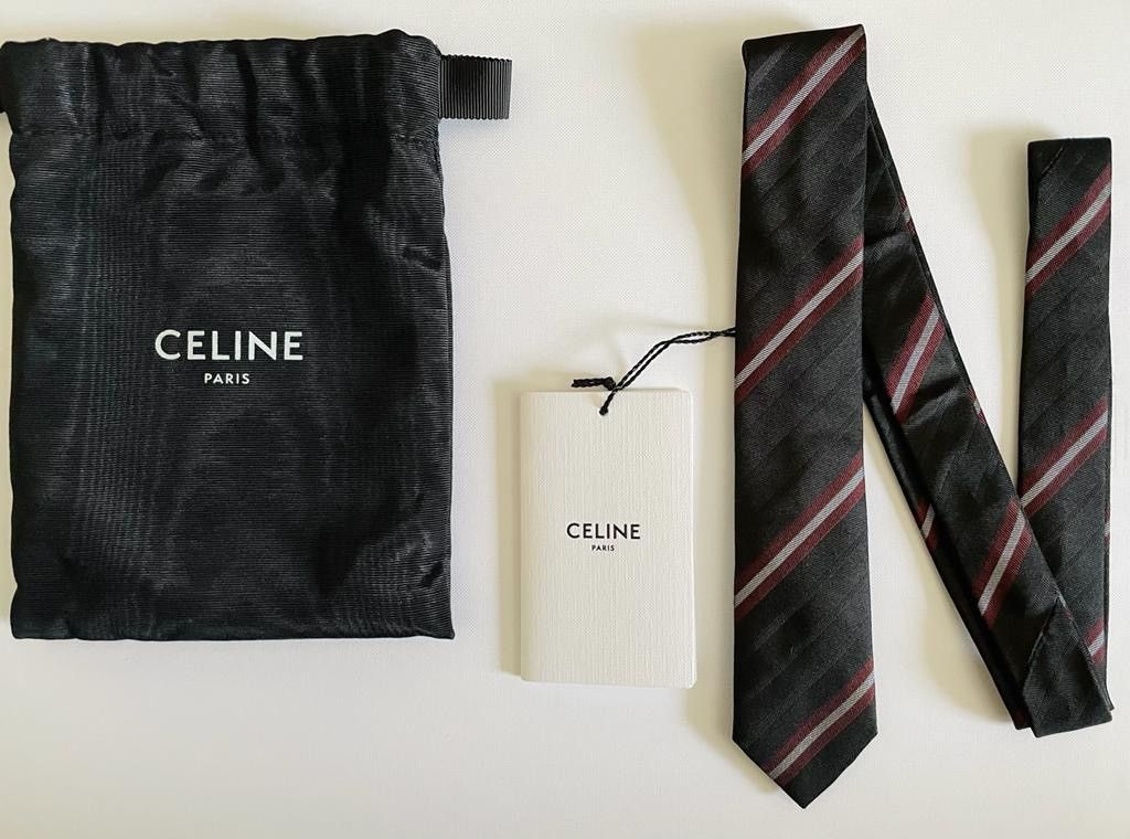Celine × Hedi Slimane * RARE * STRIPED TIE SLIM SILK RUNWAY ICONIC HEDI Size ONE SIZE - 1 Thumbnail