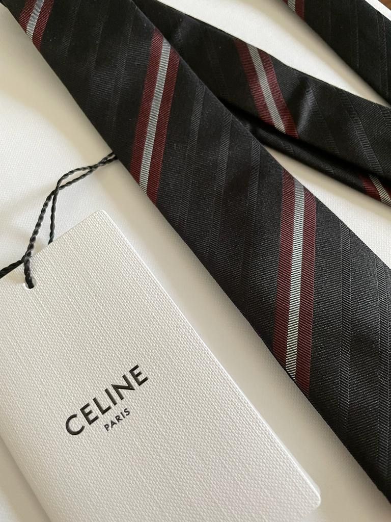 Celine × Hedi Slimane * RARE * STRIPED TIE SLIM SILK RUNWAY ICONIC HEDI Size ONE SIZE - 2 Thumbnail