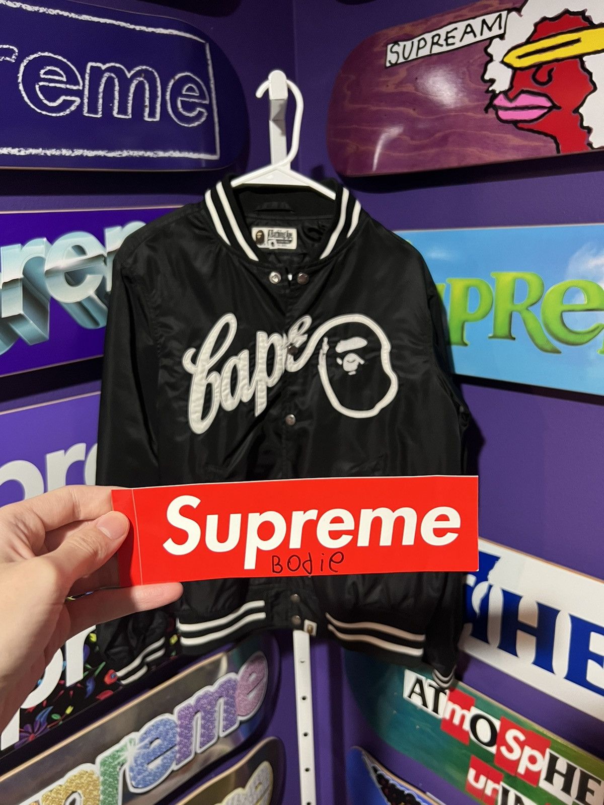 Bape Satin Varsity Jacket Size US M / EU 48-50 / 2 - 12 Thumbnail