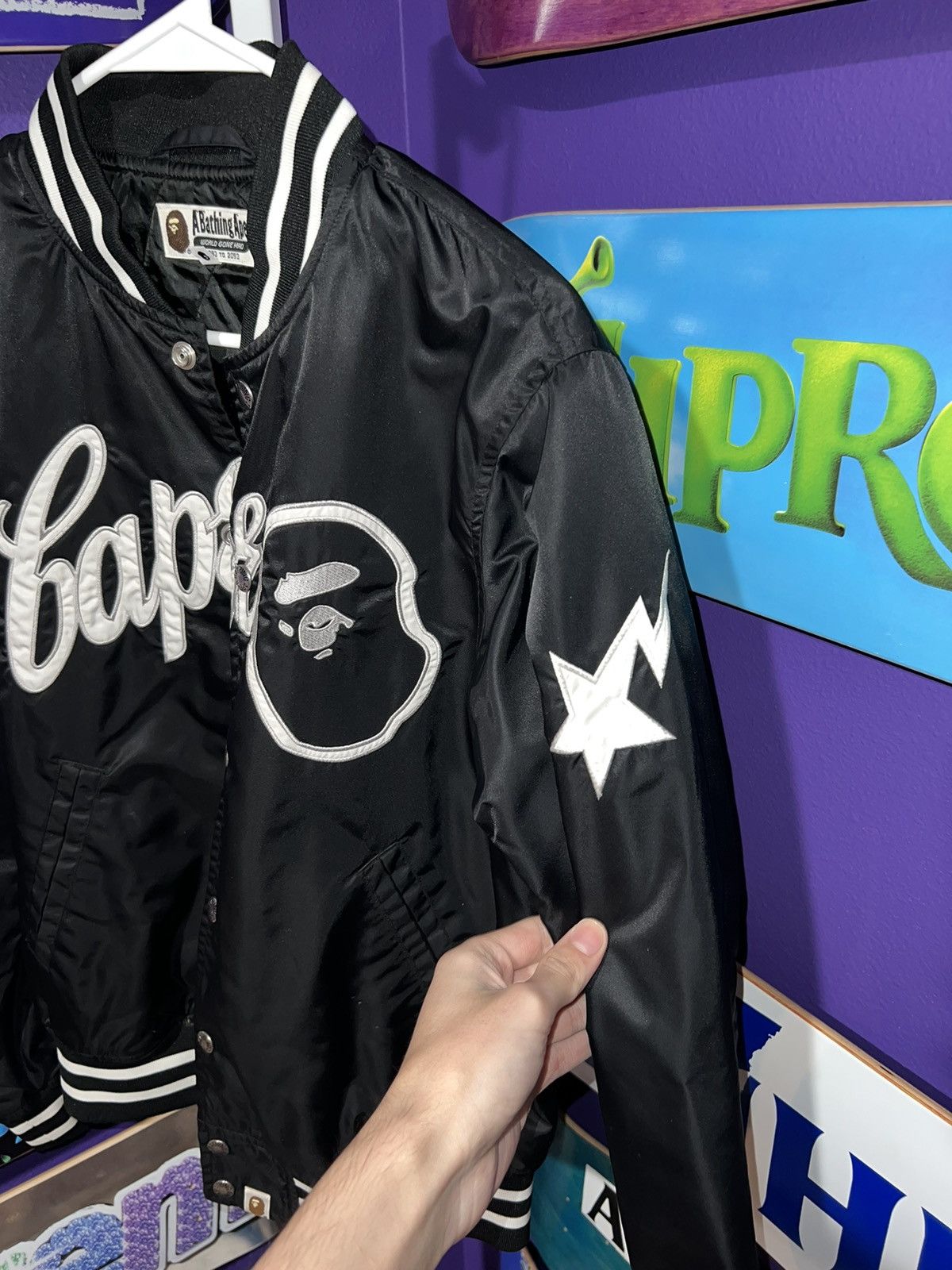 Bape Satin Varsity Jacket Size US M / EU 48-50 / 2 - 4 Thumbnail