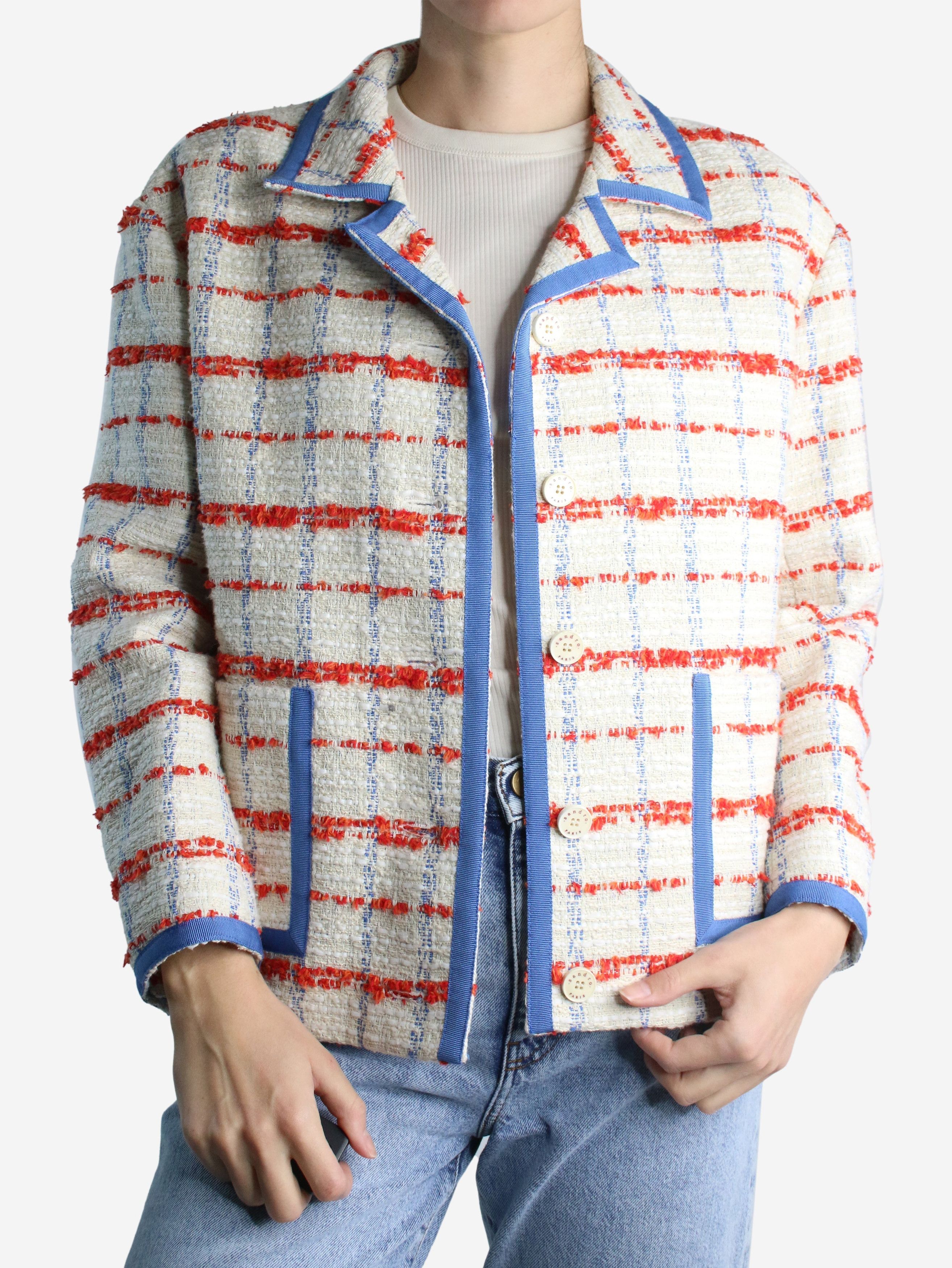 Cream cotton-blend tweed jacket - size FR 40