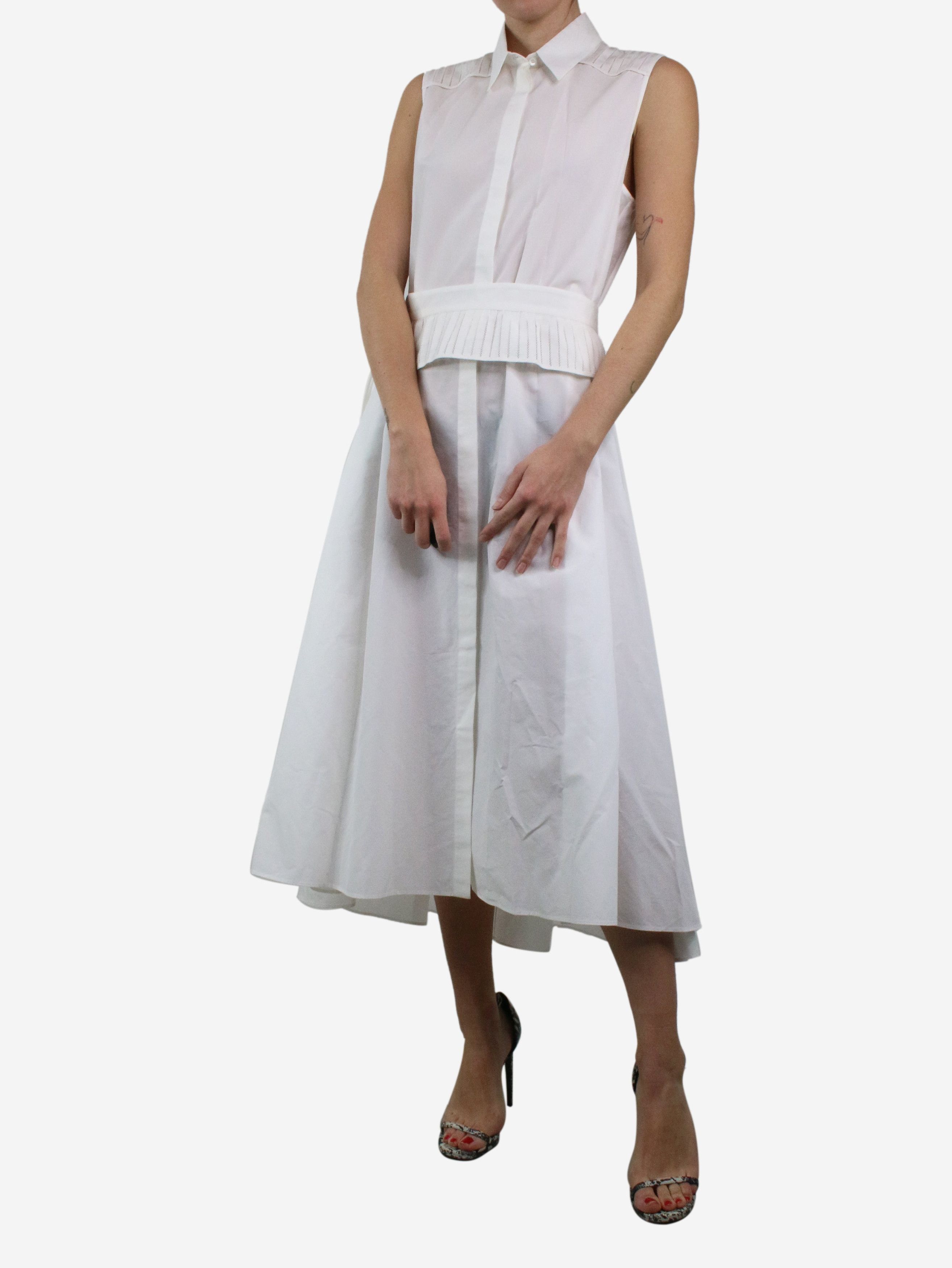 White sleeveless silk-blend shirt midi dress - size IT 46