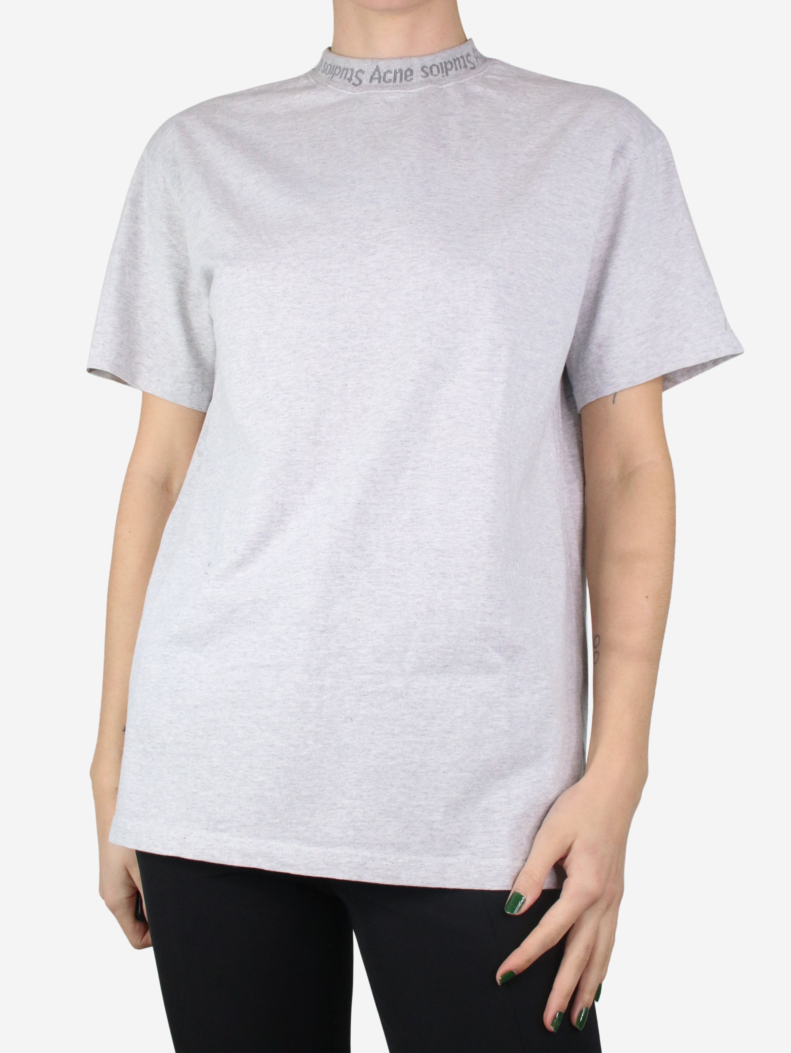 Grey logo collar t-shirt - size XS
