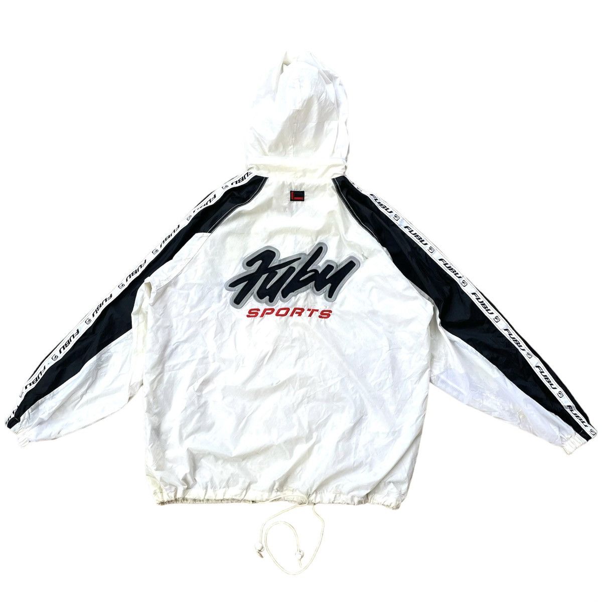 image of Fubu Sports Side Tape Embroidered Spell Out Jacket in White, Men's (Size Large)