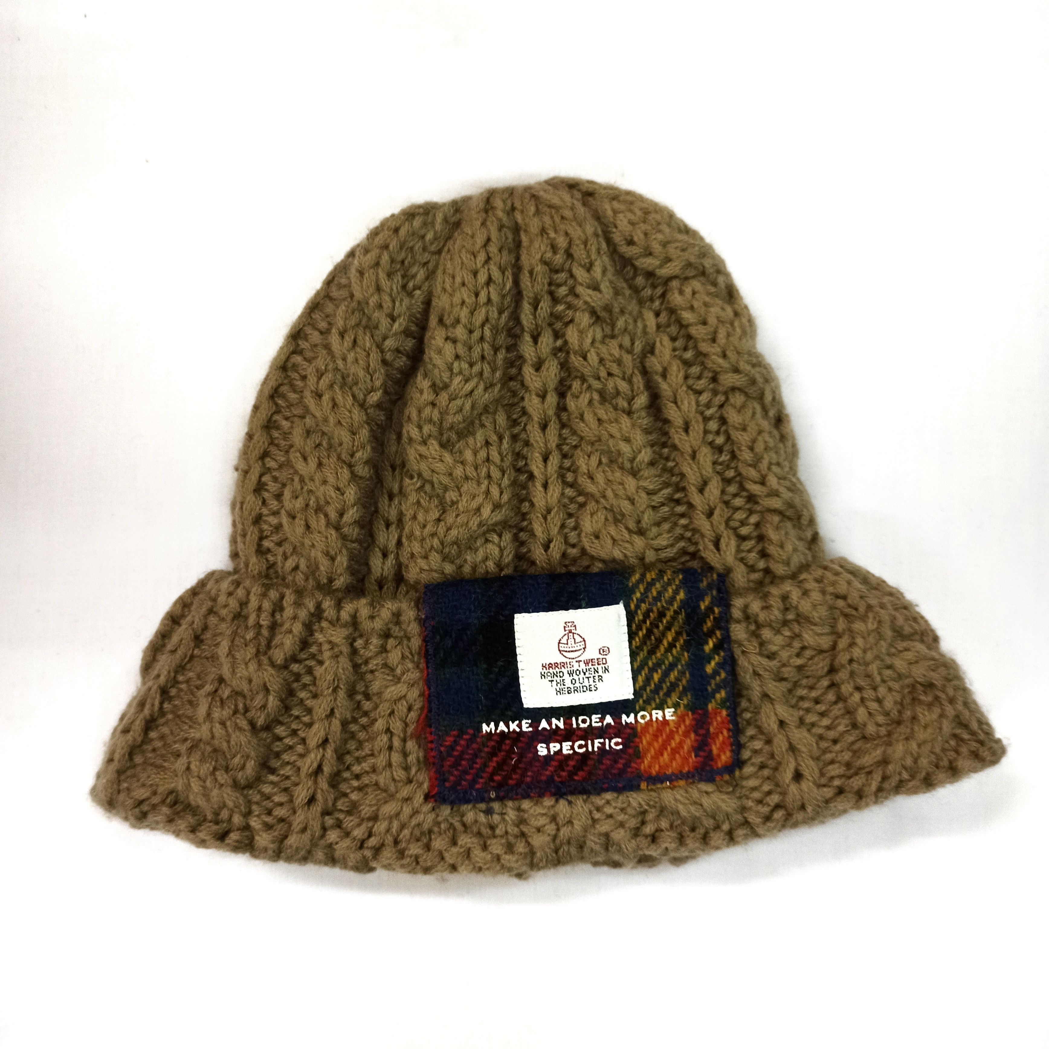 Japanese Brand Harris Tweed Beanie Wool Size ONE SIZE - 1 Thumbnail