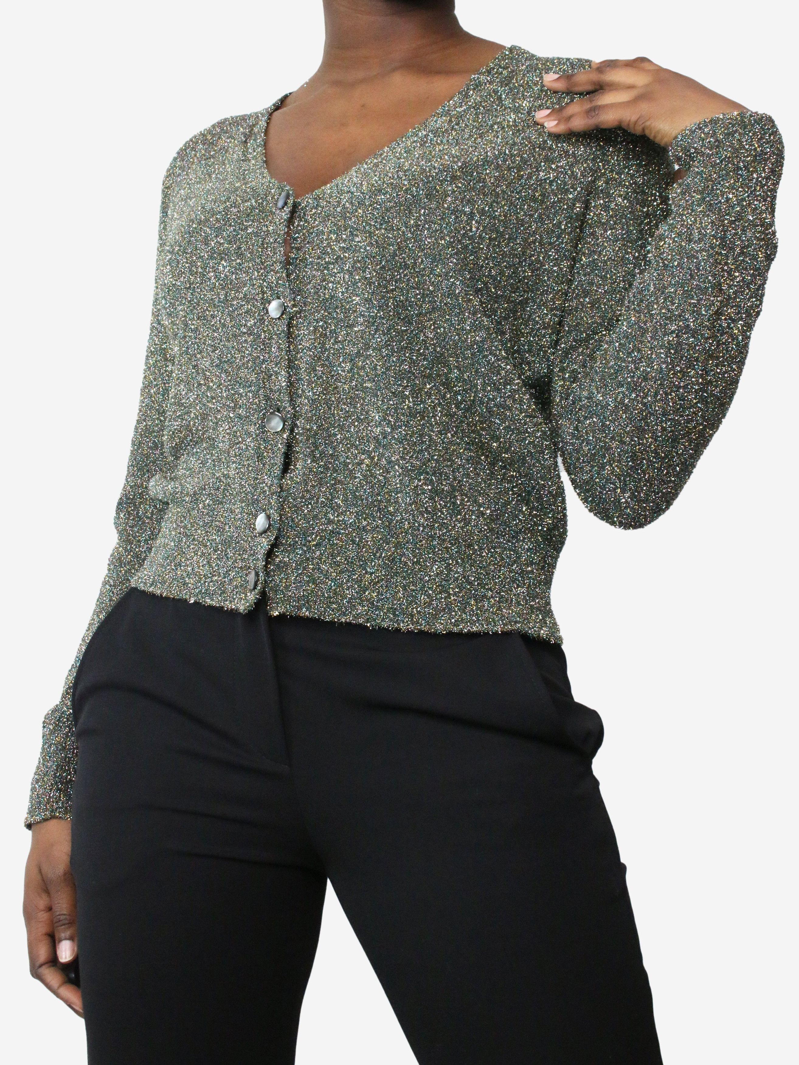 Green sparkly cardigan - size S