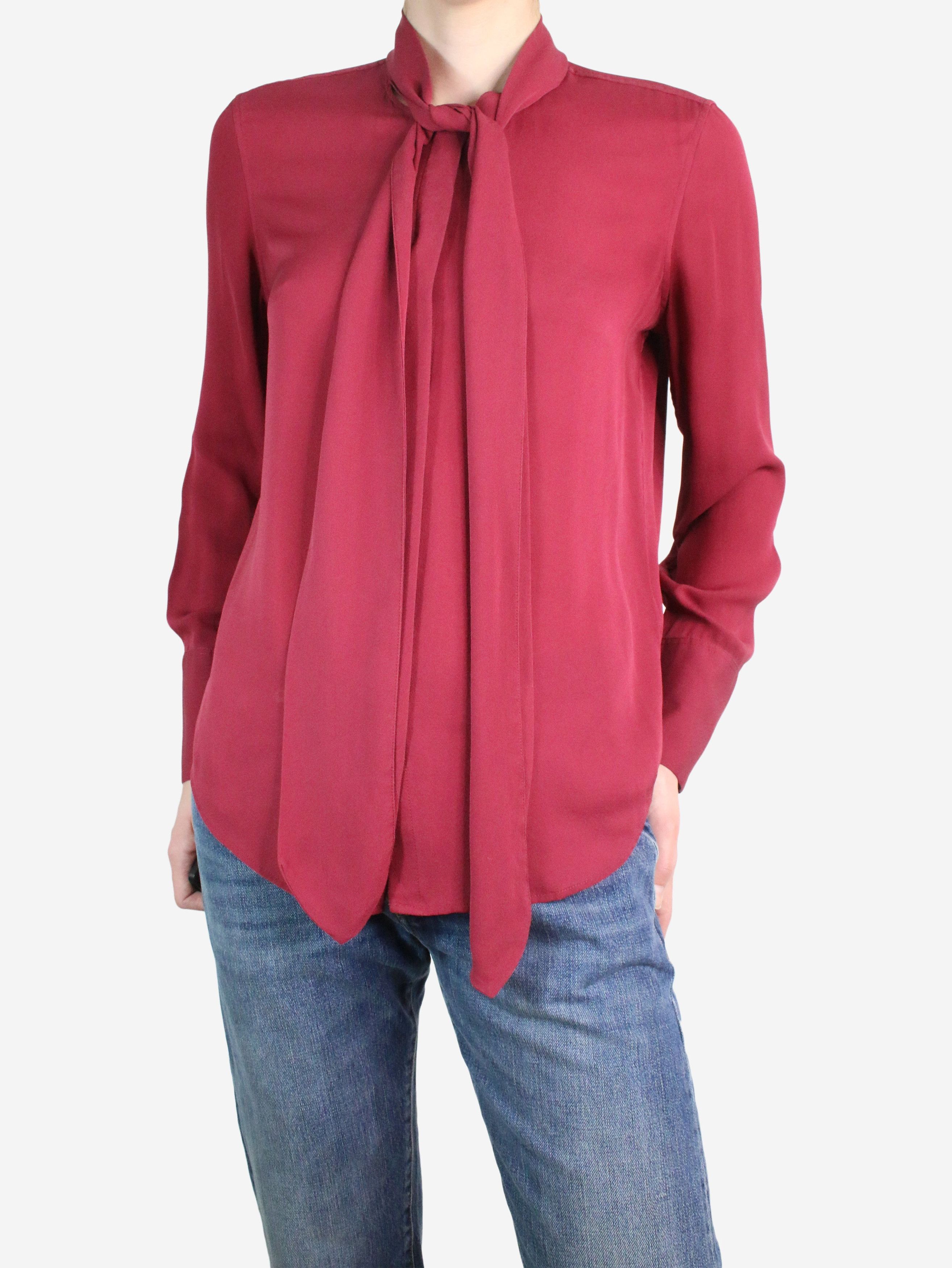 Red silk neck-tie shirt - size L