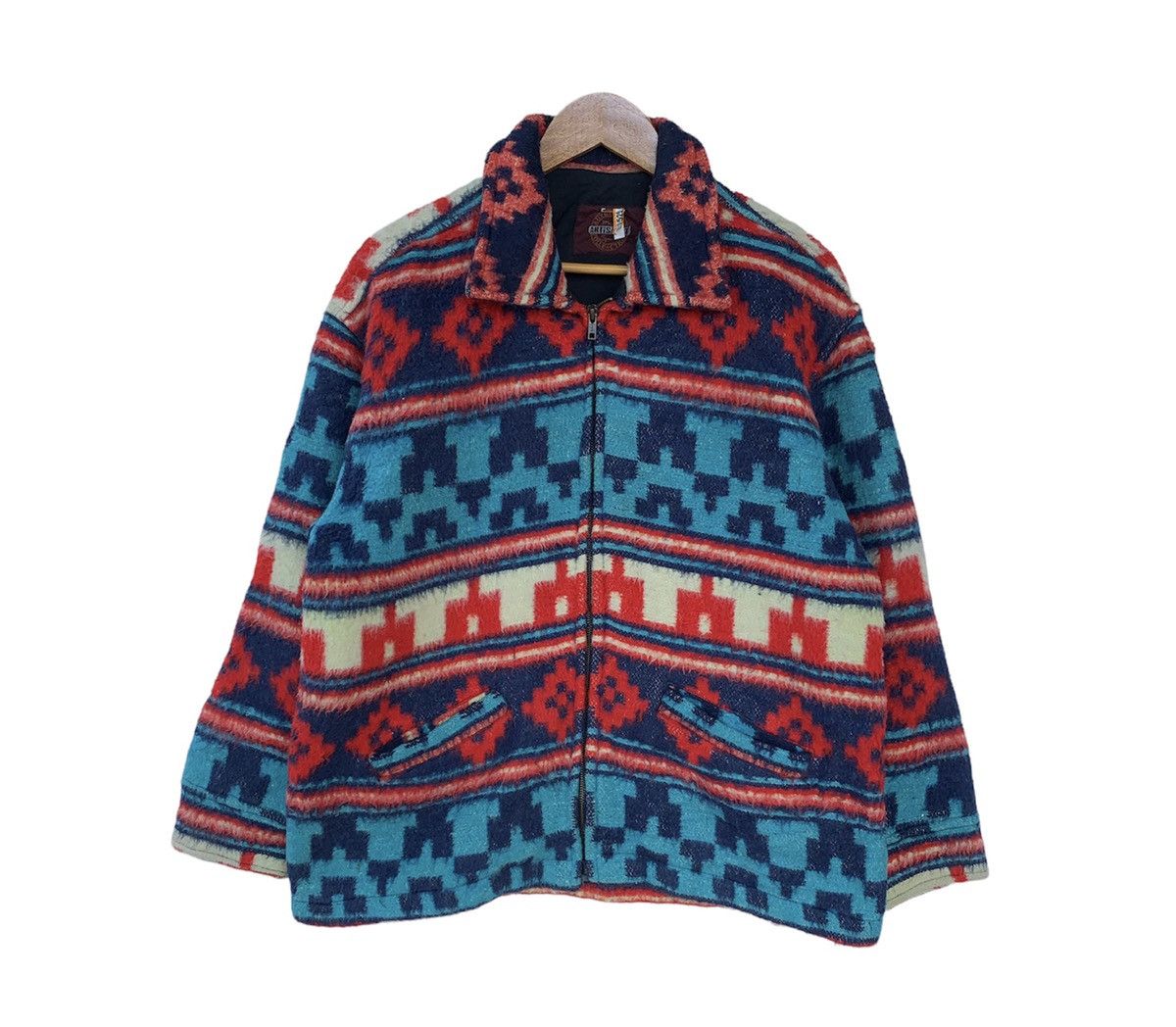 Japanese Brand × Vintage Vtg Artisanat Wool Jacket Navajo Aztec Inspired Size US L / EU 52-54 / 3 - 1 Thumbnail