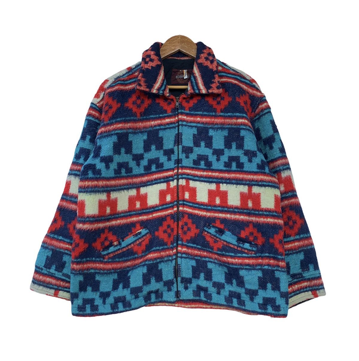 Japanese Brand × Vintage Vtg Artisanat Wool Jacket Navajo Aztec Inspired Size US L / EU 52-54 / 3 - 6 Thumbnail