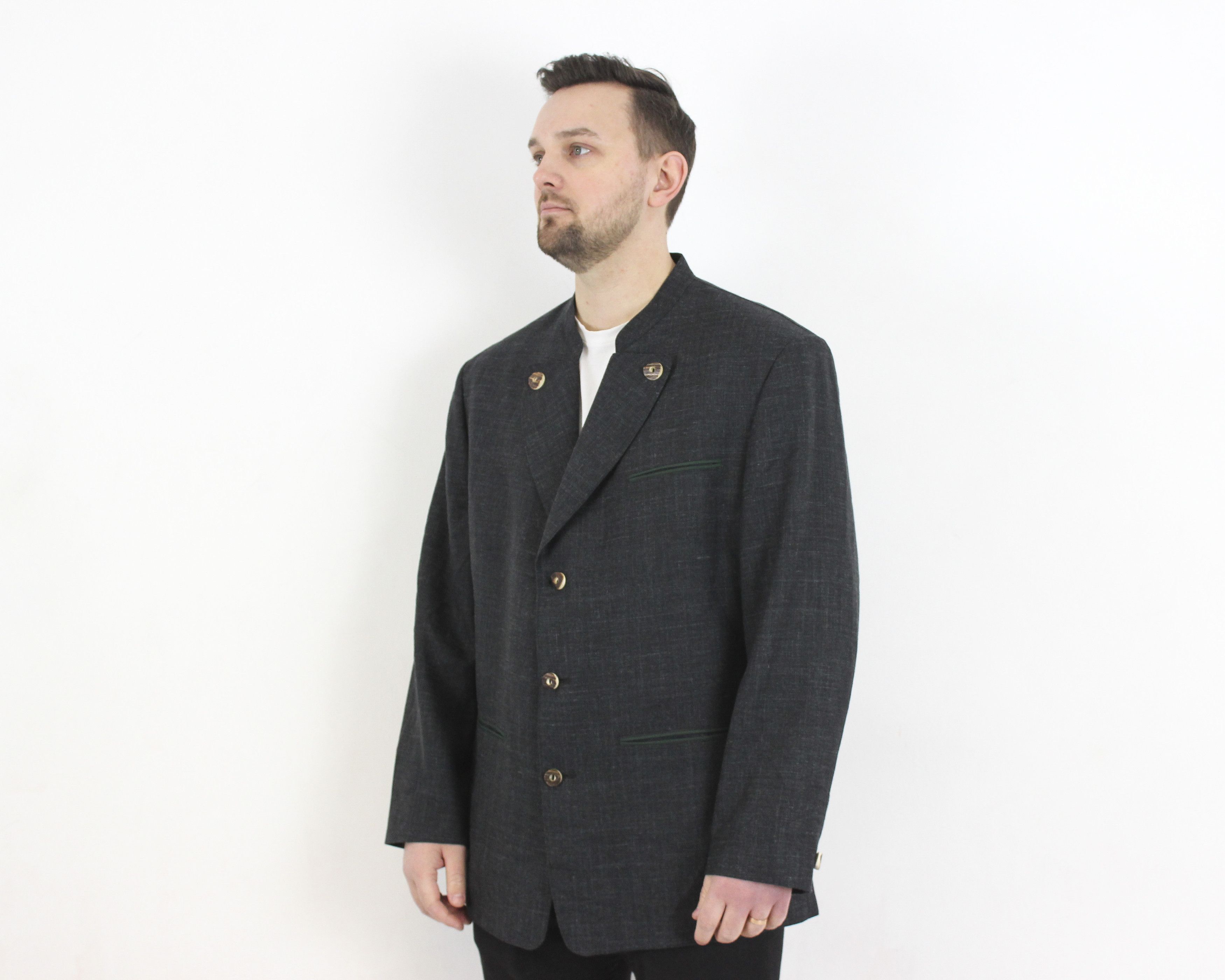 Julius × Vintage JULIUS LANG Linen Blazer Coat US 46 Trachten Jacket Jager Size 46R - 2 Thumbnail