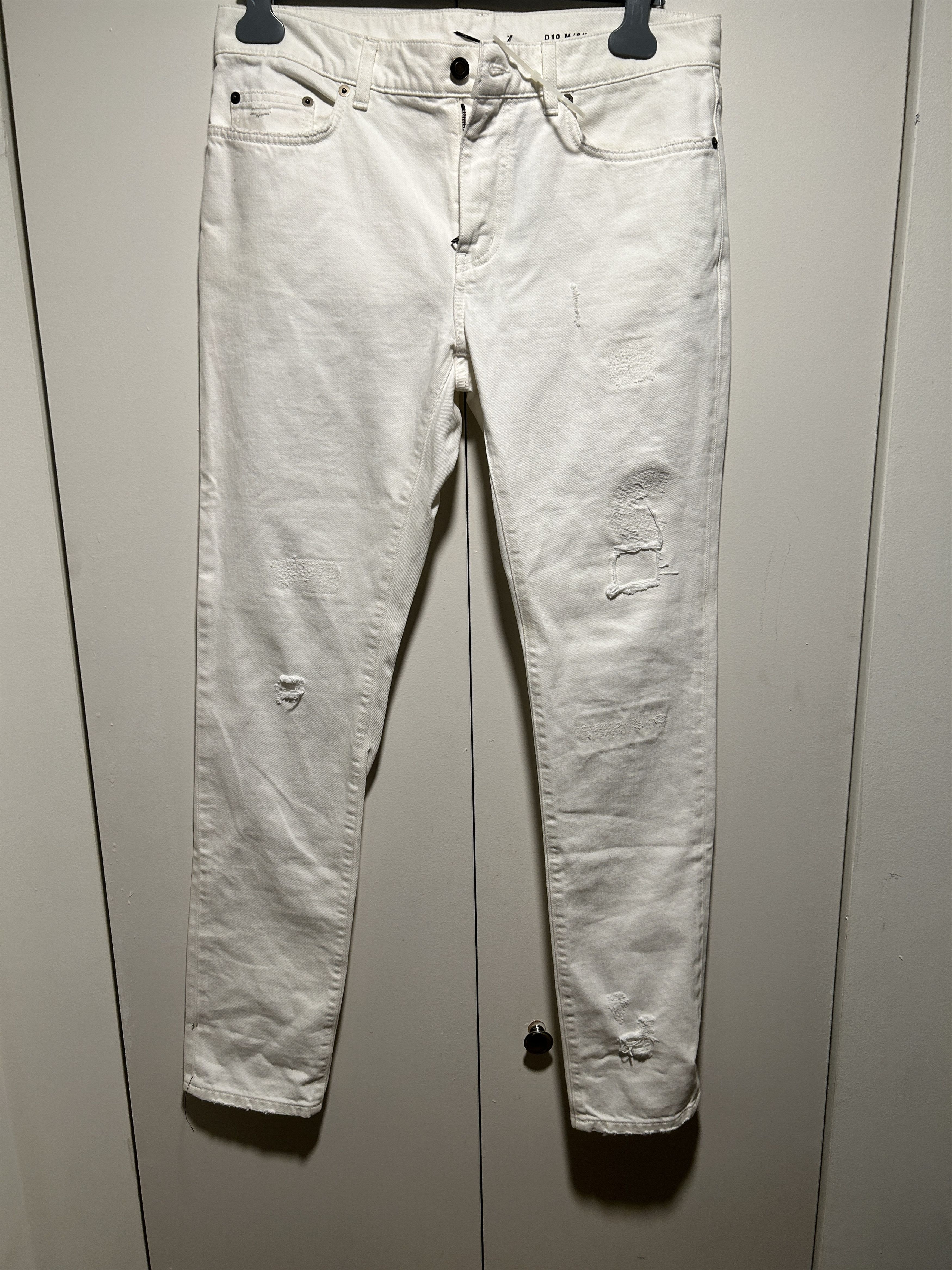 Hedi Slimane × Saint Laurent Paris D10 M/SK-LW White Distressed Skinny Jeans 415452 y888L Size US 32 / EU 48 - 1 Thumbnail