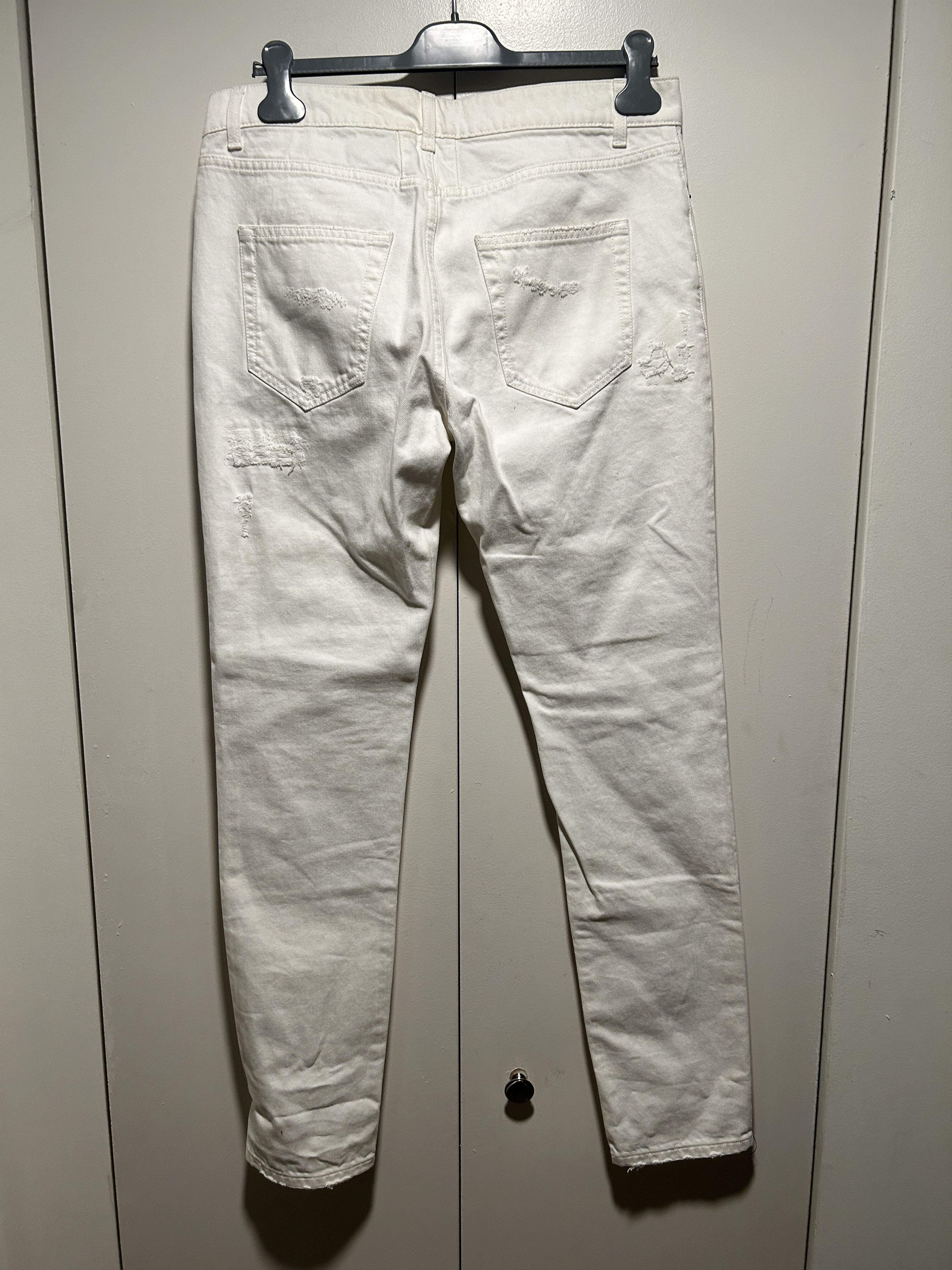 Hedi Slimane × Saint Laurent Paris D10 M/SK-LW White Distressed Skinny Jeans 415452 y888L Size US 32 / EU 48 - 6 Thumbnail