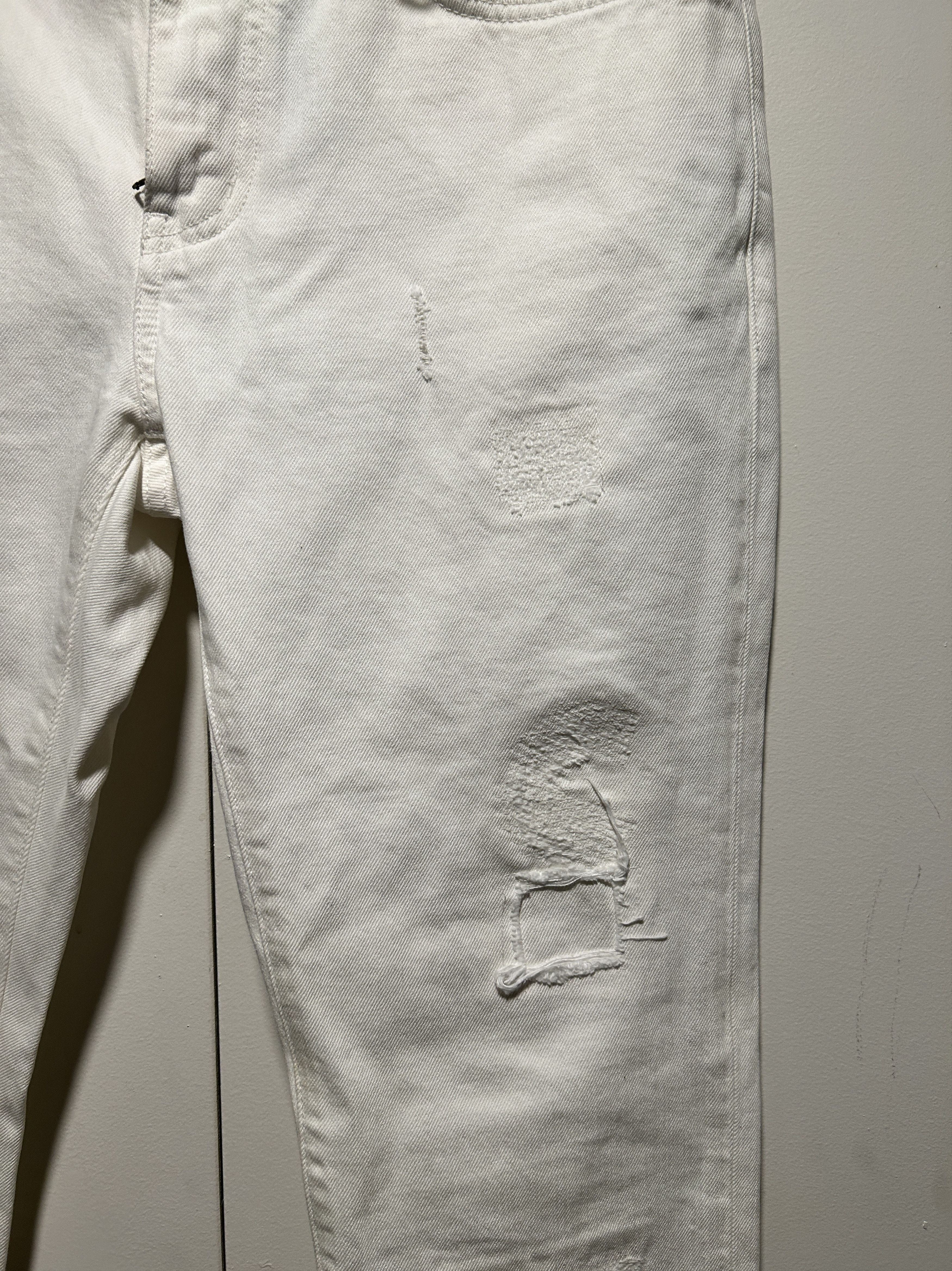 Hedi Slimane × Saint Laurent Paris D10 M/SK-LW White Distressed Skinny Jeans 415452 y888L Size US 32 / EU 48 - 2 Thumbnail