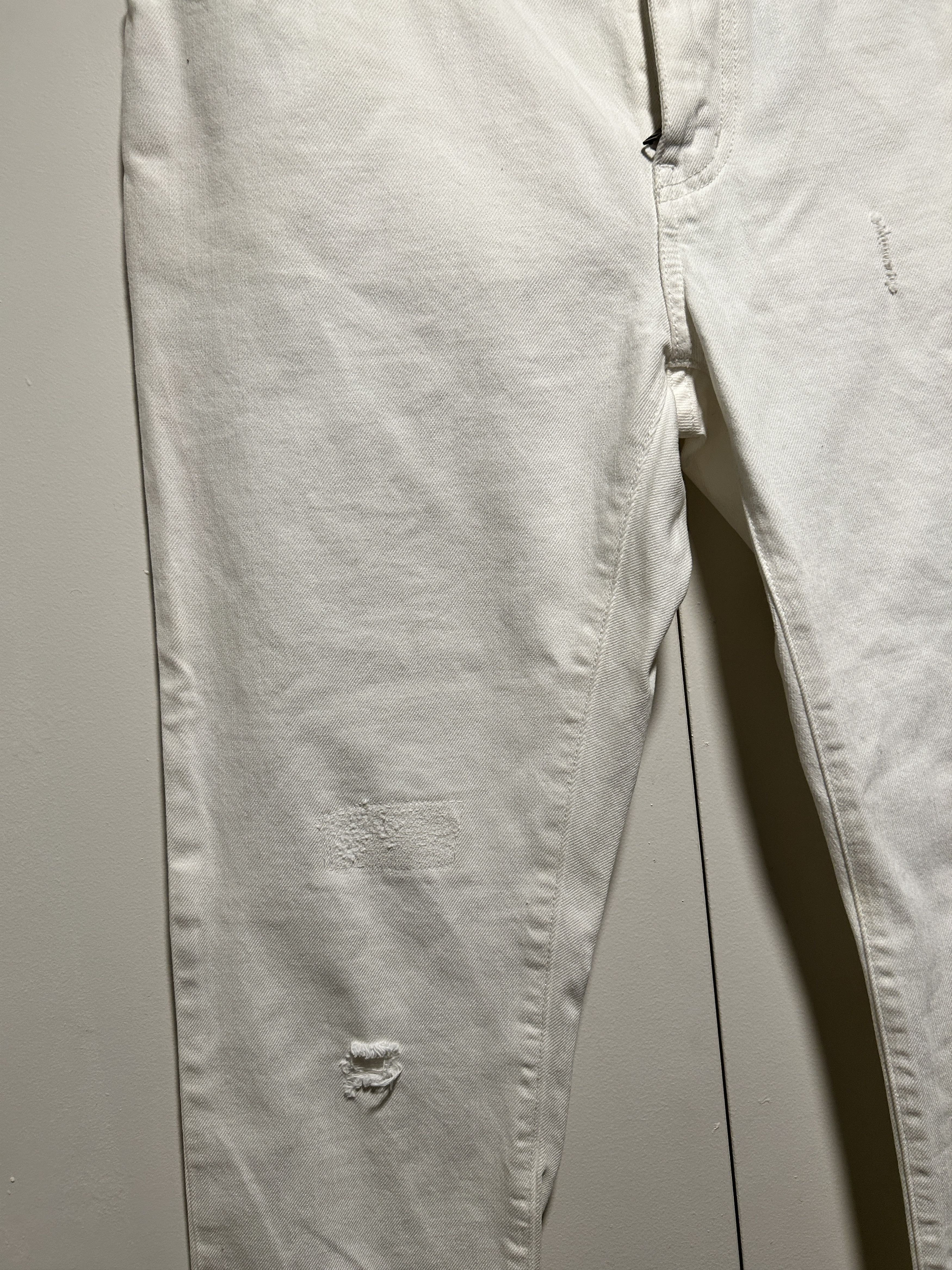 Hedi Slimane × Saint Laurent Paris D10 M/SK-LW White Distressed Skinny Jeans 415452 y888L Size US 32 / EU 48 - 3 Thumbnail