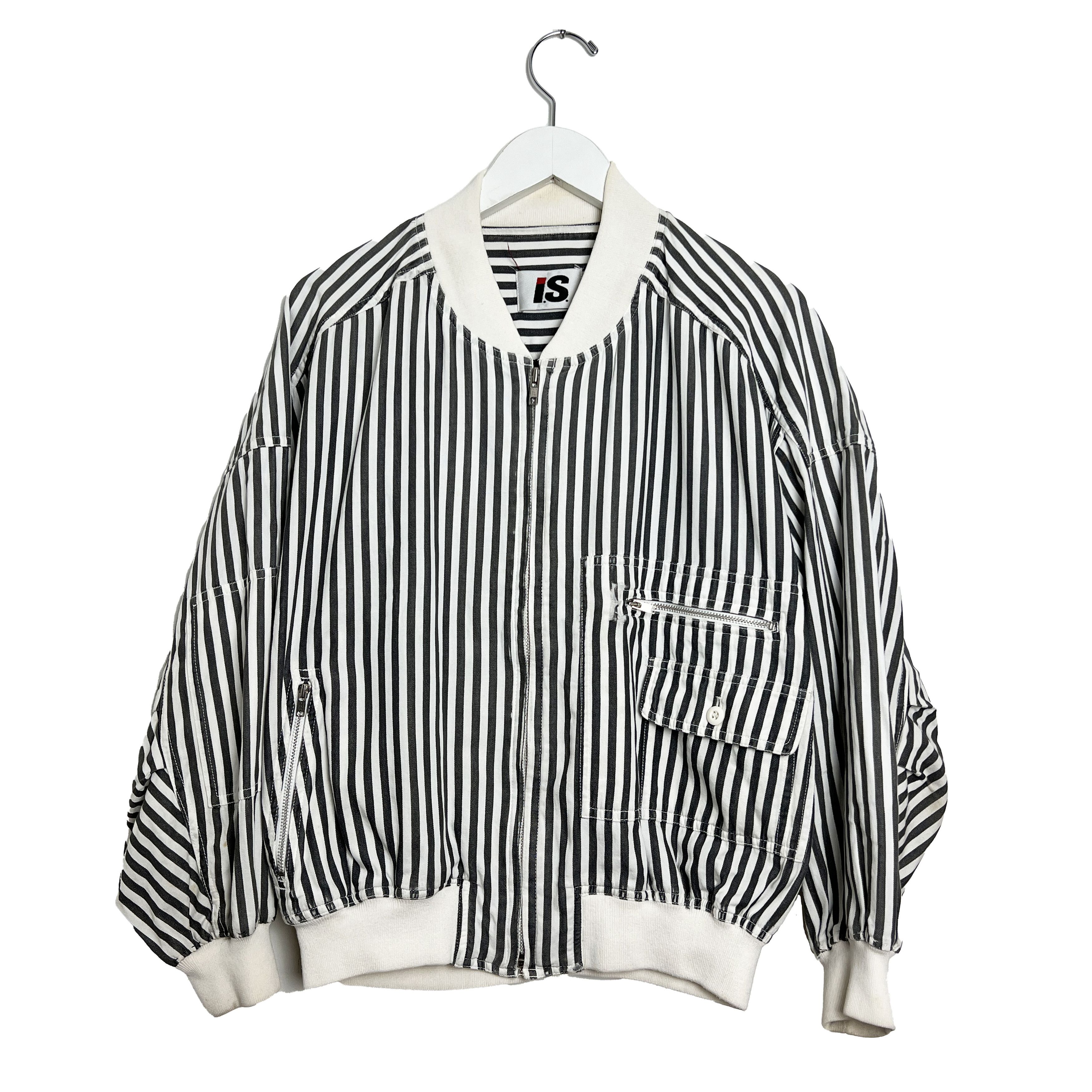 Issey Miyake Rare Sport Stripe Cotton MA-1 Bomber Size US M / EU 48-50 / 2 - 2 Thumbnail