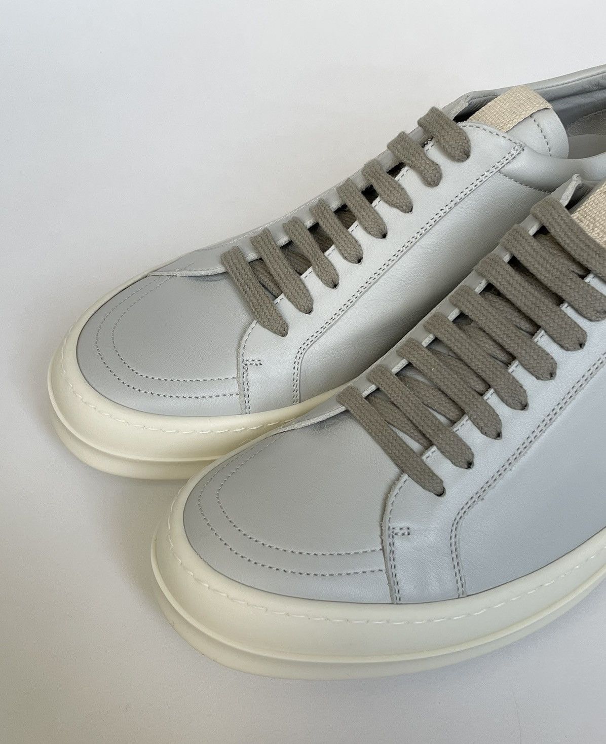 Rick Owens Oyster/Milk Leather ‘Vintage Sneakers’ Size US 10 / EU 43 - 5 Thumbnail