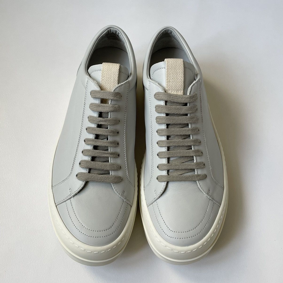 Rick Owens Oyster/Milk Leather ‘Vintage Sneakers’ Size US 10 / EU 43 - 2 Thumbnail