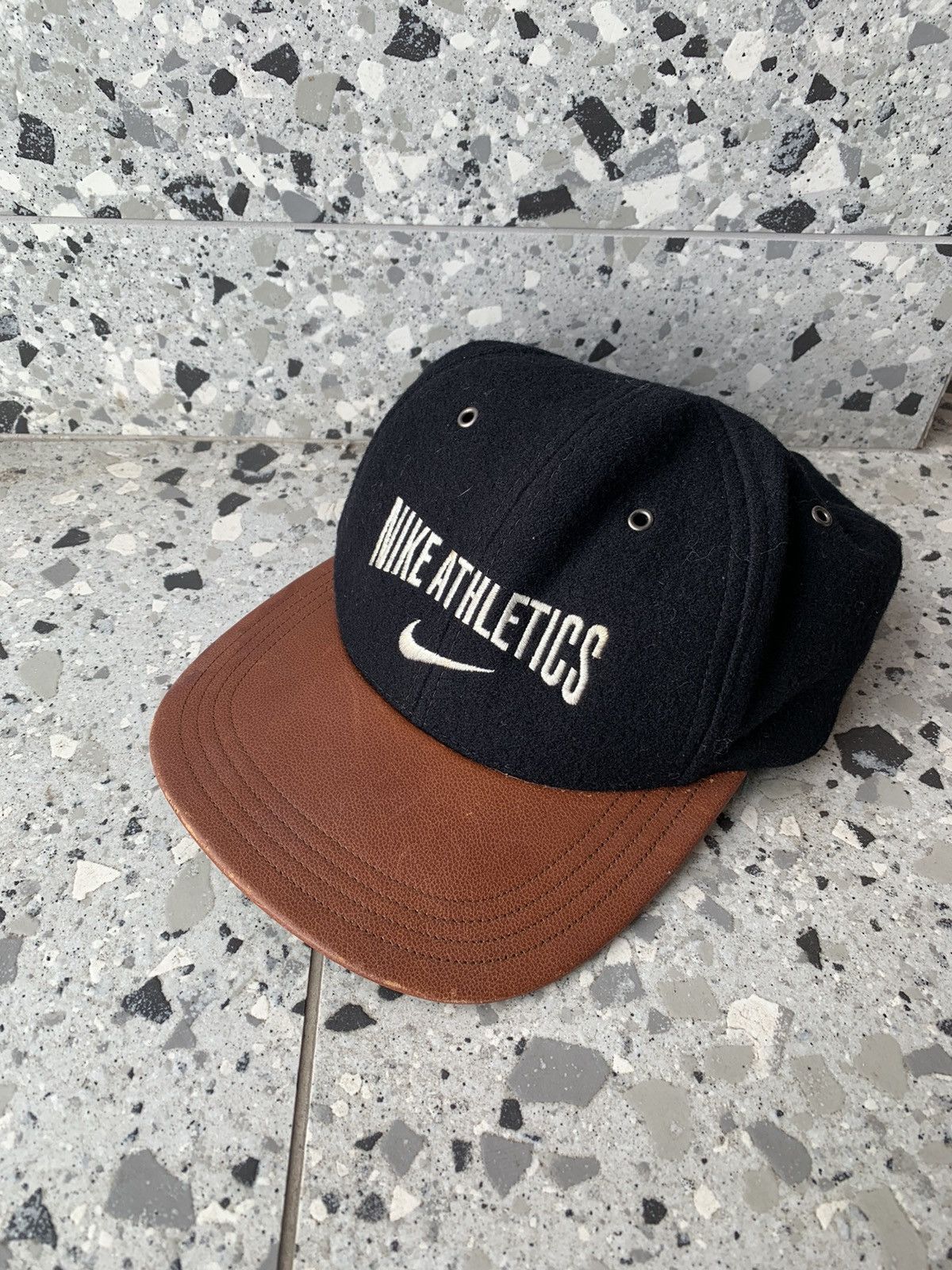 Nike × Vintage Vintage 90s Nike Athletics Wool Cap Size ONE SIZE - 1 Thumbnail