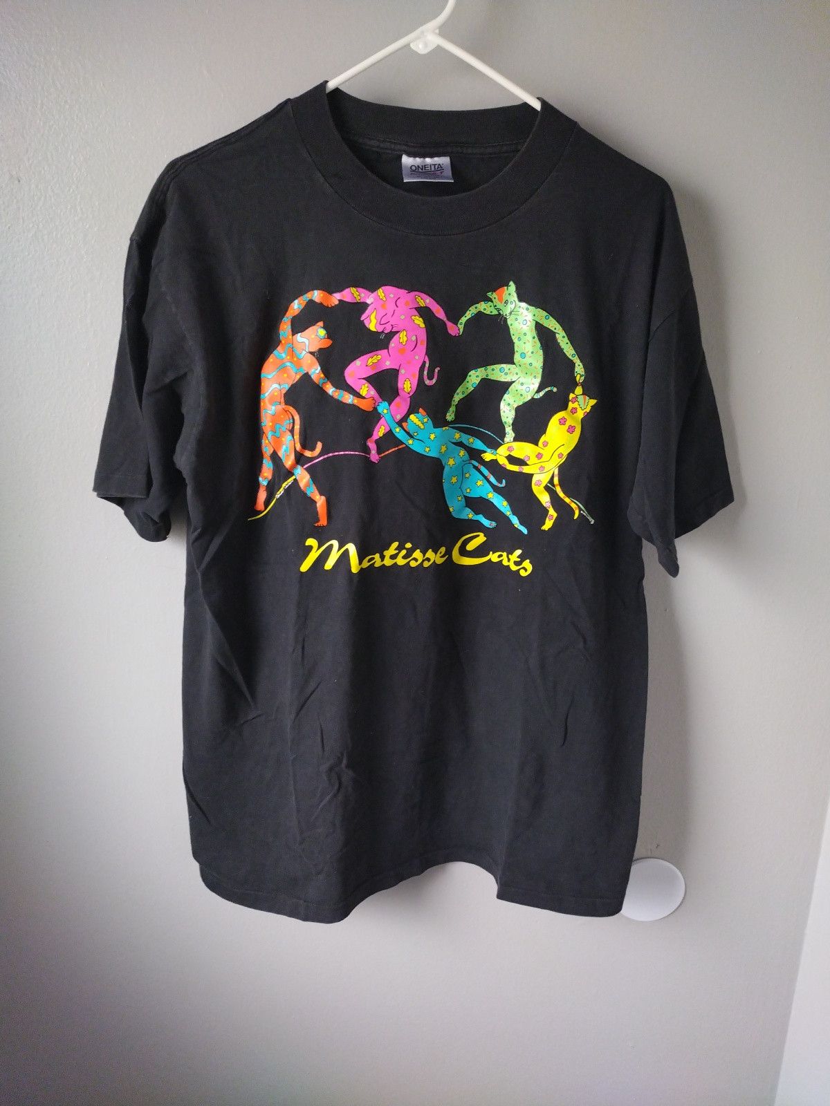 Vintage Vtg 90's Henri Matisse Dancing Cats Art T Shirt XL Oneita