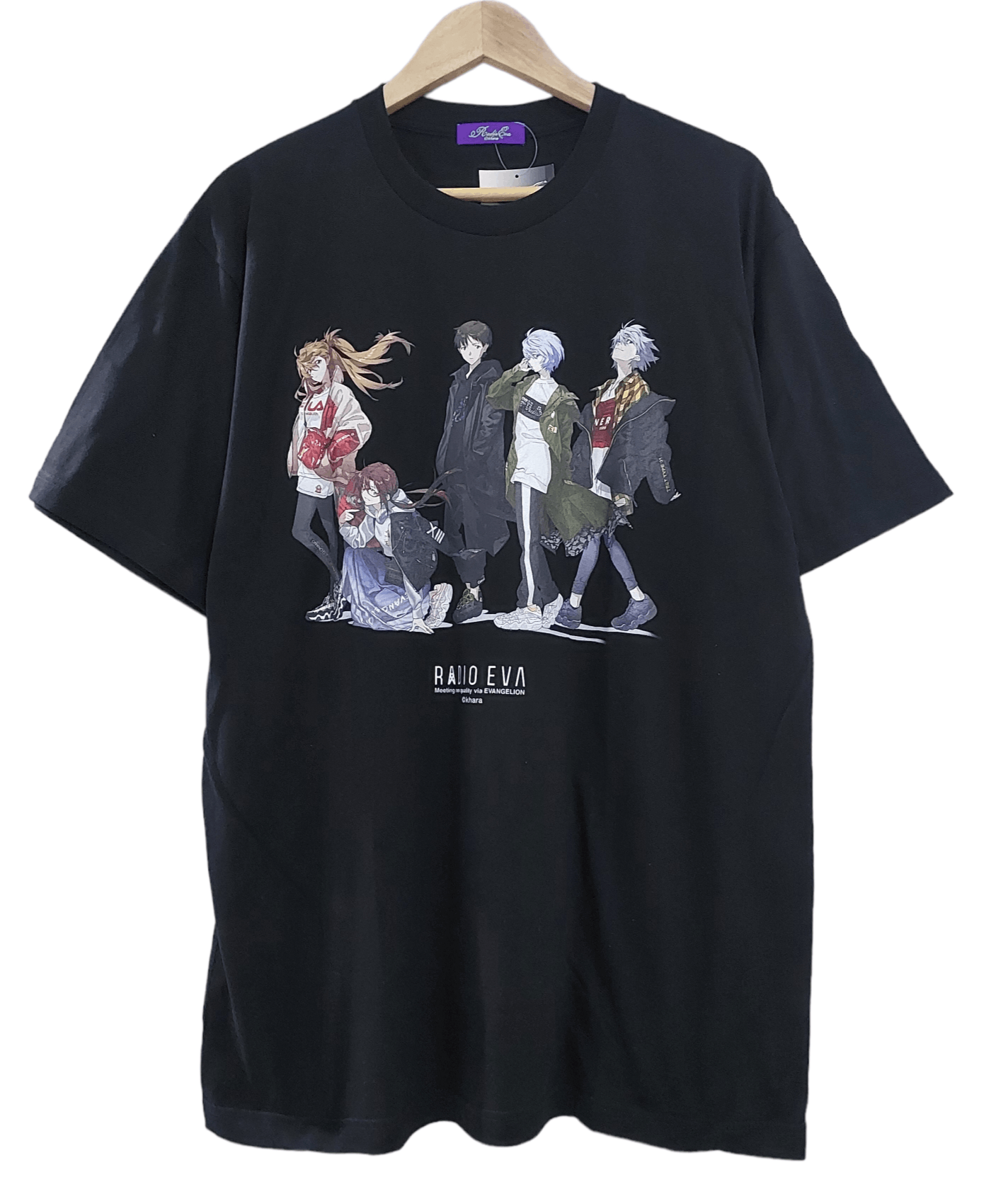 image of Anima x Vintage Deadstock! Evangelion Anime Radio Eva Illustration T-Shirt in Black, Men's (Size XL