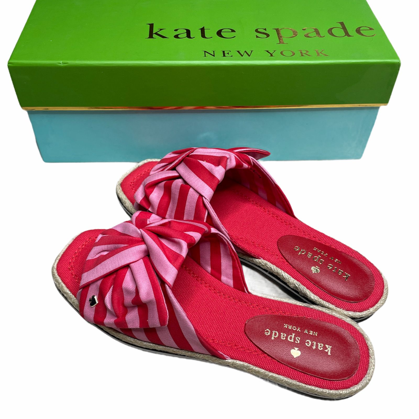 Kate Spade Caliana Stripe Slide Sandal Canvas Size 6