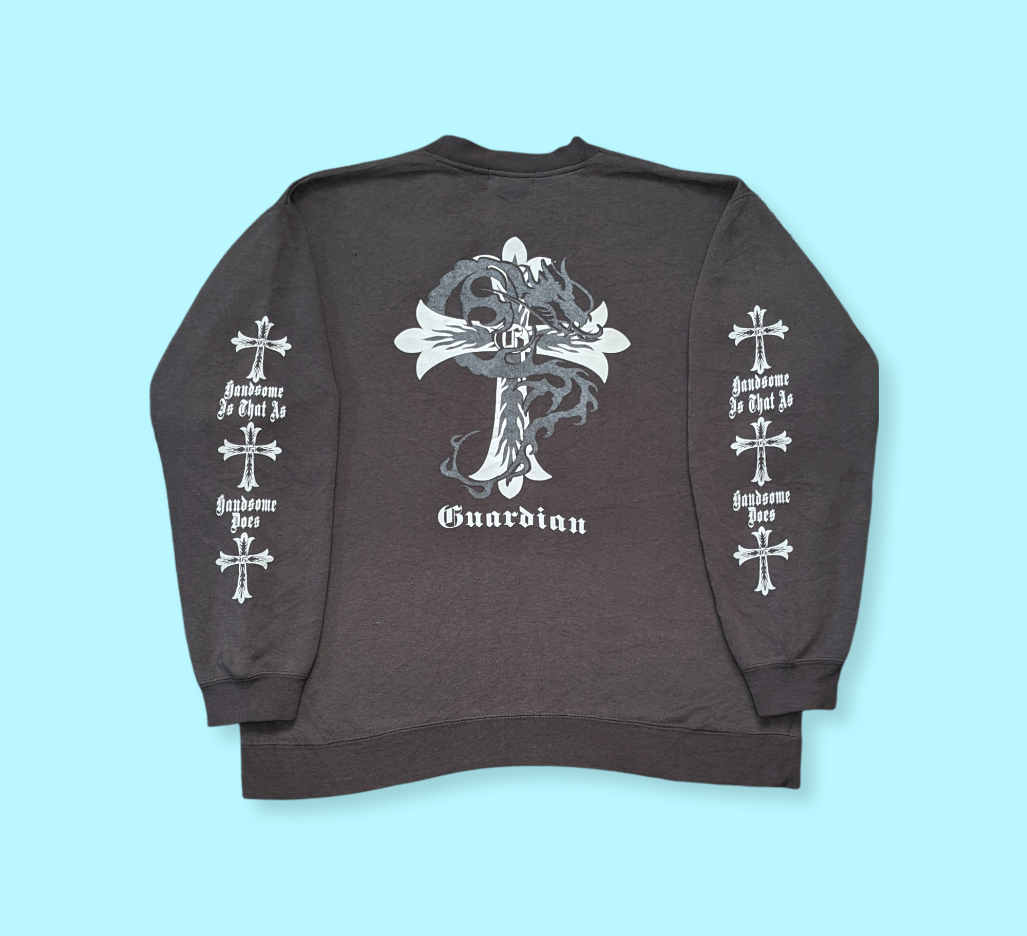 image of Seditionaries x Vintage Guardian Third Wave Dragon Cross Sweatshirt in Grey, Men's (Size Medium)