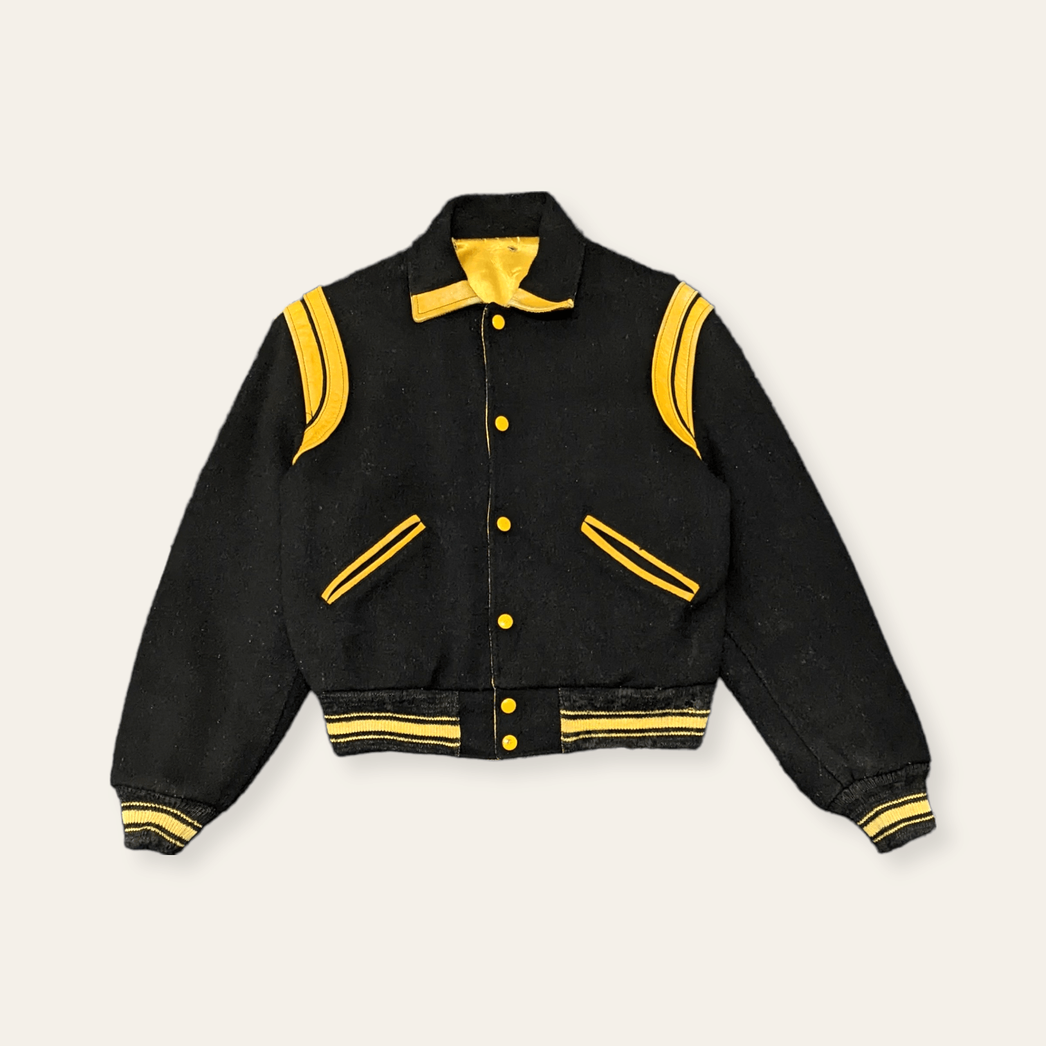 image of Made In USA x Varsity Jacket True Vintage 60S /70S Rauf. Co Varsity Jacket in Black (Size Small)