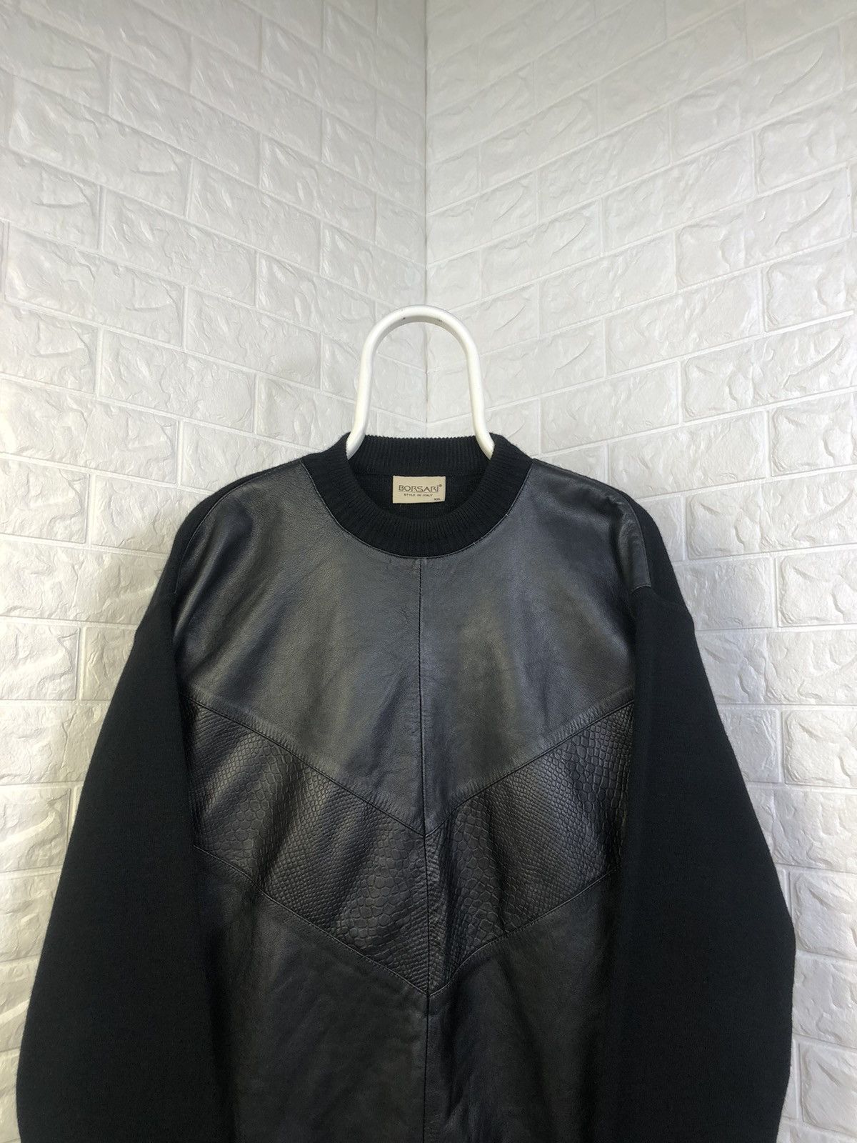 Vintage Borsari Leather sweater Size US XL / EU 56 / 4 - 2 Thumbnail