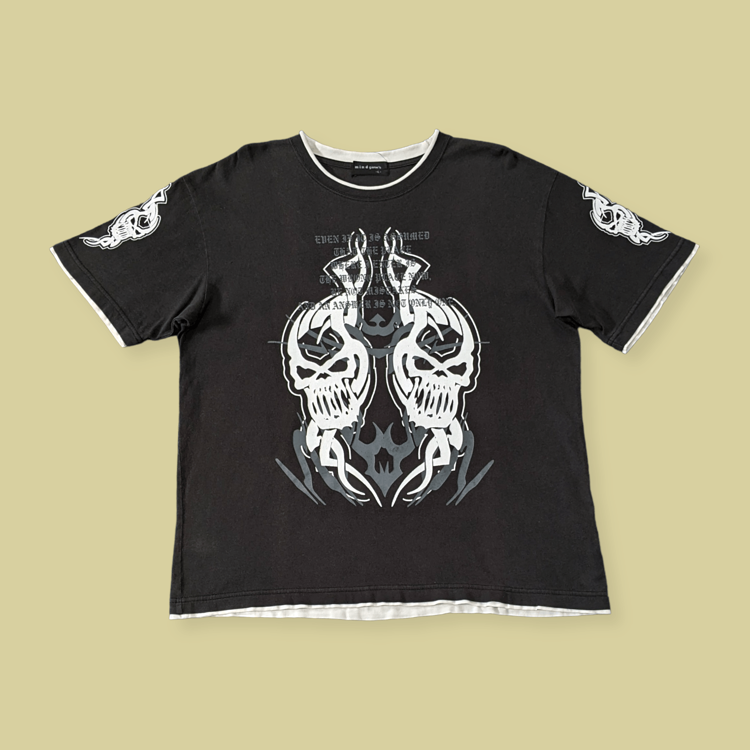 Japanese Brand × Seditionaries × Vintage Vtg 90s Japanese Streetwear Mind Game Tribal Skull T shirt Size US L / EU 52-54 / 3 - 1 Thumbnail
