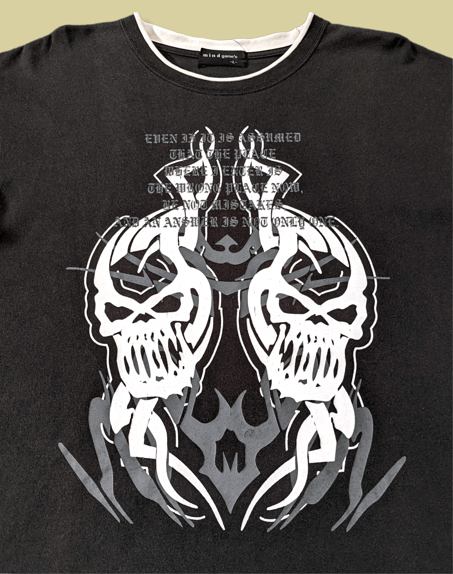 Japanese Brand × Seditionaries × Vintage Vtg 90s Japanese Streetwear Mind Game Tribal Skull T shirt Size US L / EU 52-54 / 3 - 3 Thumbnail