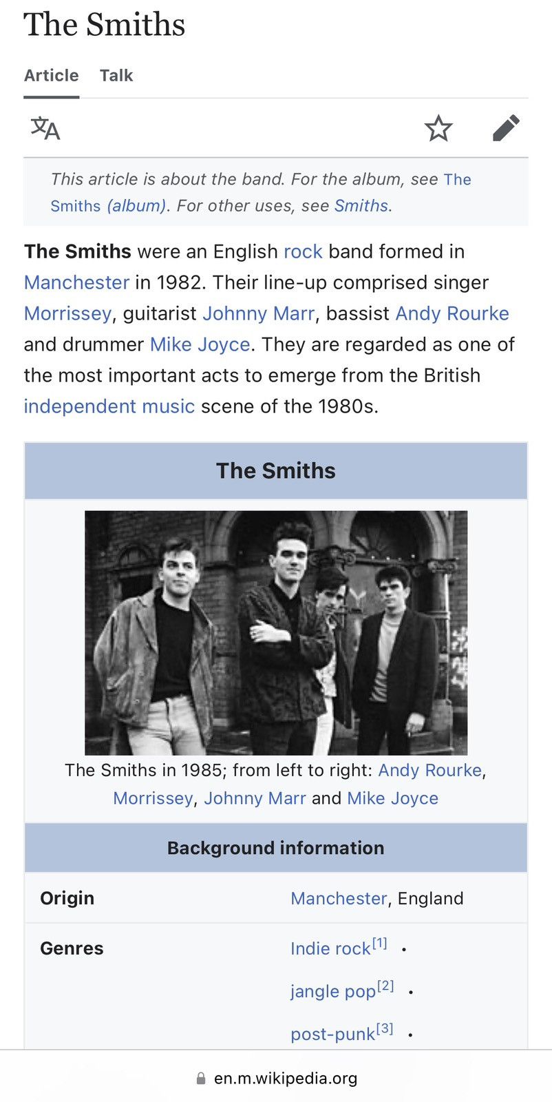 Band Tees Vintage The Smiths Band Members Tshirt Size US L / EU 52-54 / 3 - 9 Thumbnail