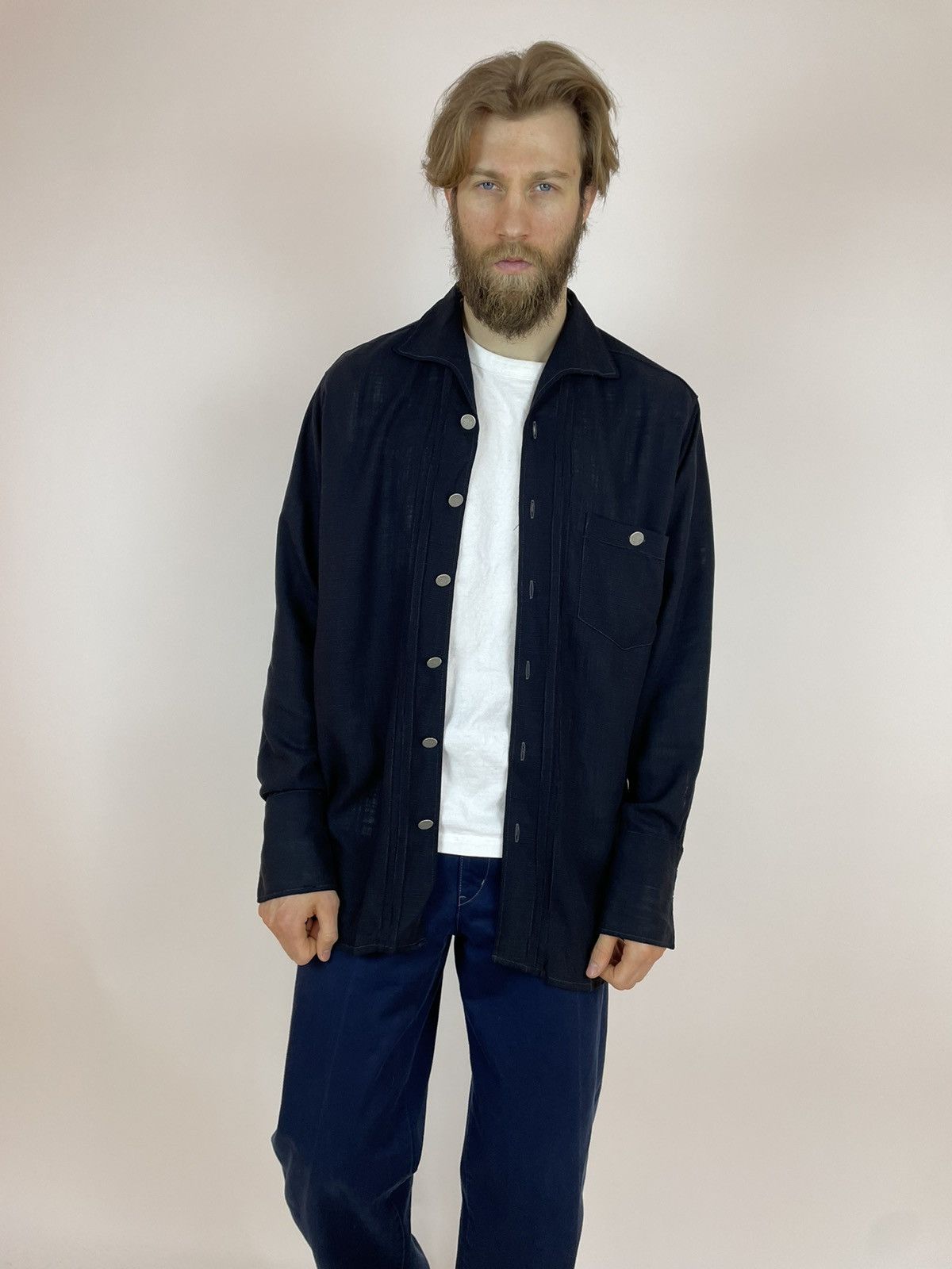 Vintage LANDHAUS LYOCELL Shirt long sleeve C&A oversized Mens Size US XXL / EU 58 / 5 - 3 Thumbnail