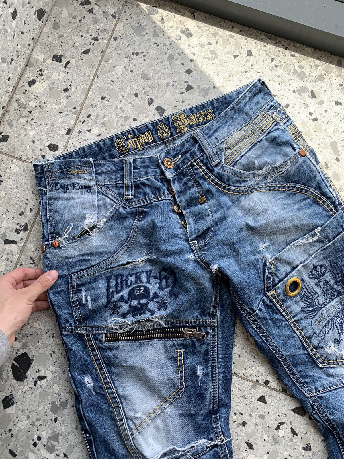 Japanese Brand RARE🔥CIPO&BAXX🔥 Distressed Y2K Jeans Bootcut Size US 32 / EU 48 - 2 Thumbnail