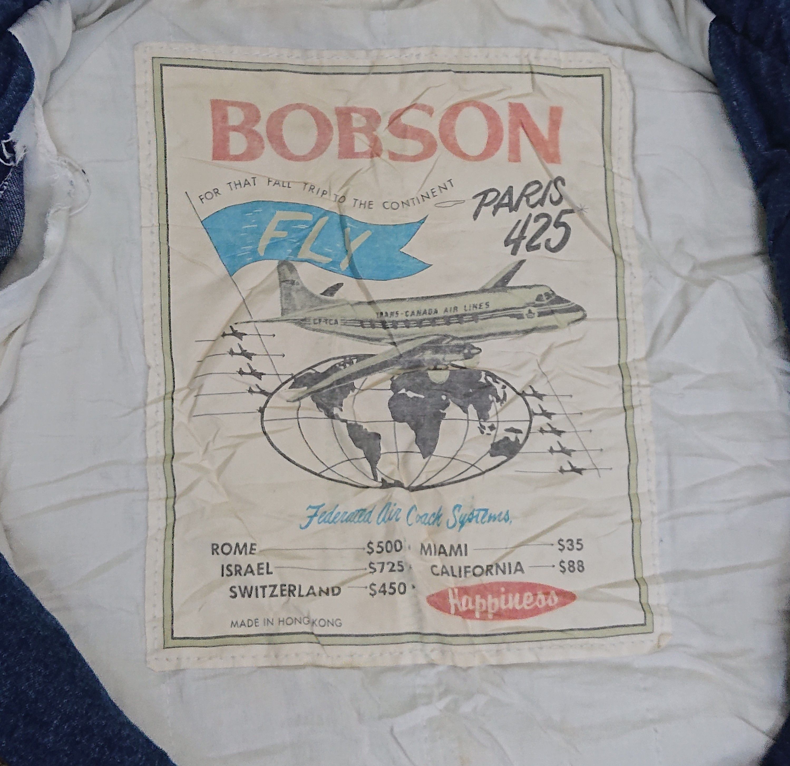 Other VINTAGE RARE 80s BOBSON FLY BOMBER JACKET Denim Size US XL / EU 56 / 4 - 9 Thumbnail