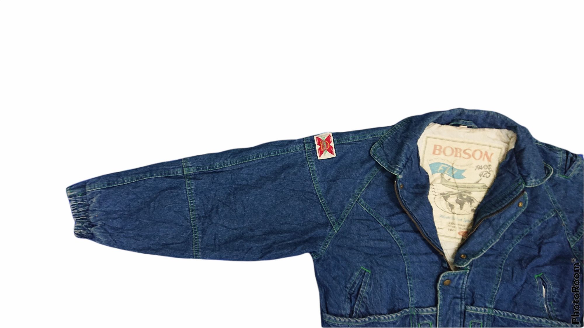 Other VINTAGE RARE 80s BOBSON FLY BOMBER JACKET Denim Size US XL / EU 56 / 4 - 4 Thumbnail